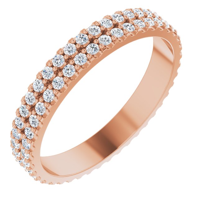 0.84 Carat Round Diamond Double Row Eternity Band Ring for Women - Perfect for Weddings, Anniversaries & Special Occasions