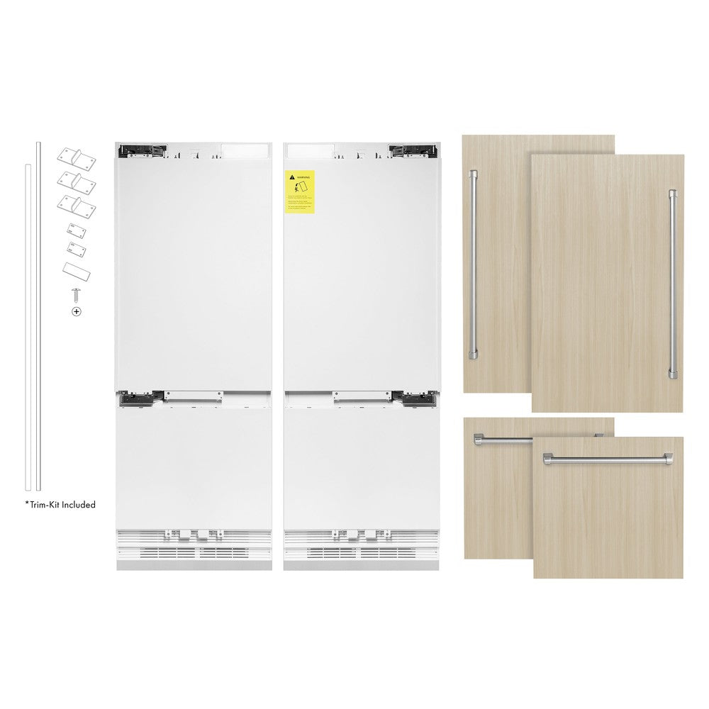 ZLINE 60 Inch 32.2 Cu Ft Panel Ready French Door Built-In Bottom Freezer Refrigerator with Water Dispenser & Ice Maker (RBIV 60) - Perfect for Modern Kitchens & Open Concept Homes