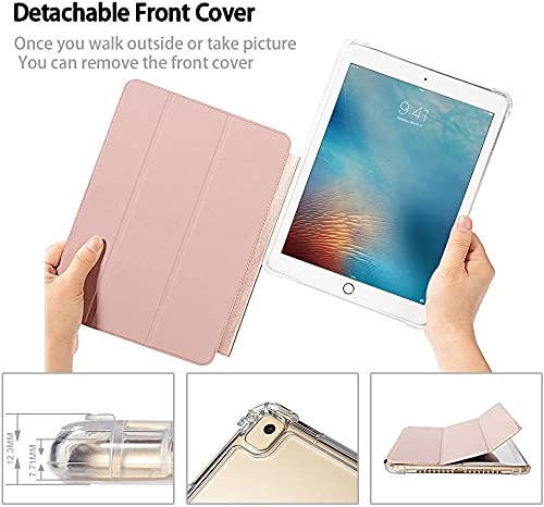 Valkit iPad 6th/5th Generation Case (2018/2017) & iPad Air 2 Case - 9.7 Inch Smart Folio Stand Cover with Pencil Holder, Translucent Frosted Back, Auto Wake/Sleep - Rose Gold - Perfect for Work, School & Travel Protection