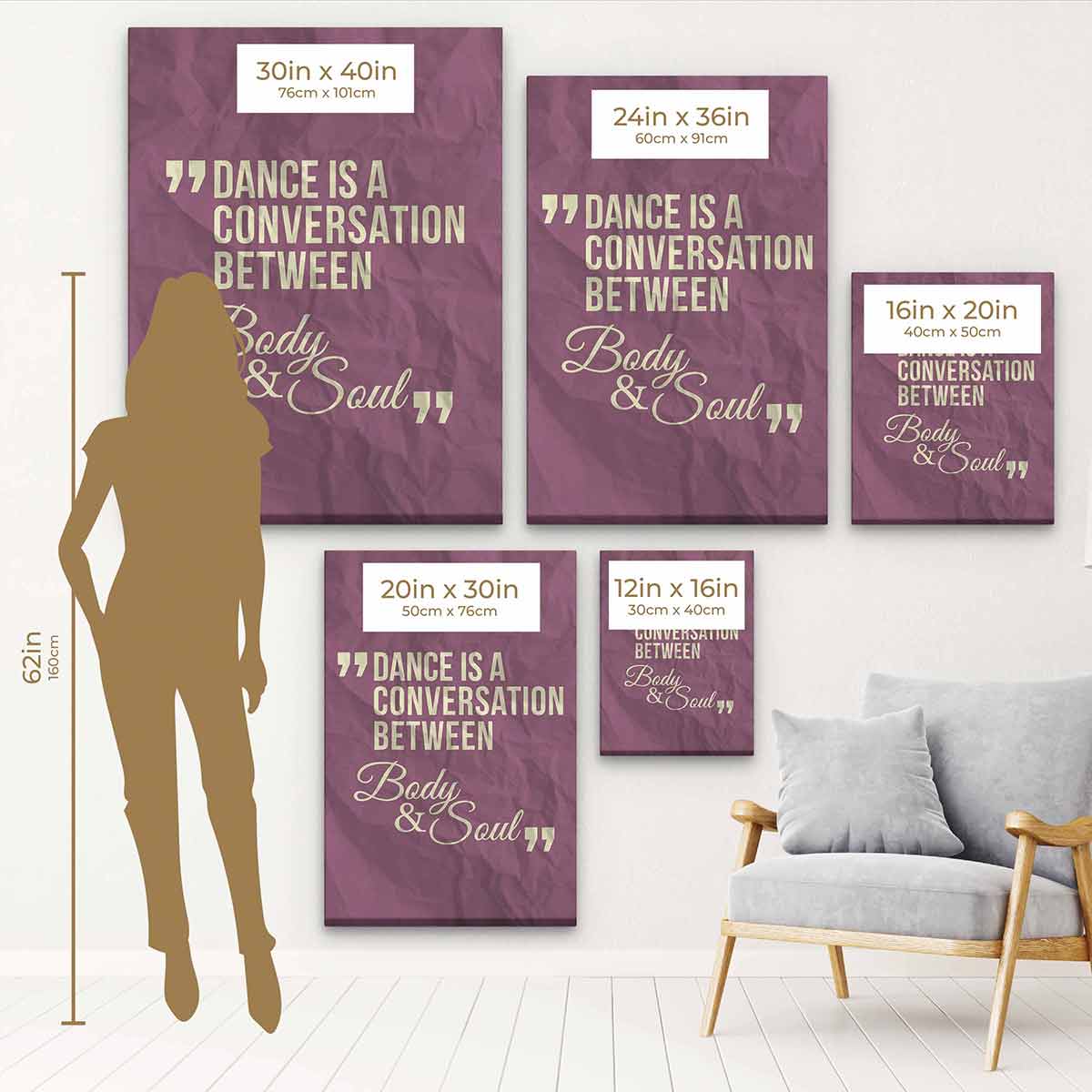 Purple Dance: Body & Soul Conversation Wall Art Canvas Print 2865 - Perfect for Living Room, Bedroom & Office Decor