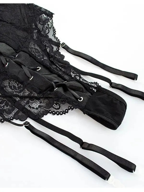 Sexy Lace Straps Deep V Garter Lingerie Set for Women - Romantic Lingerie for Bridal, Honeymoon & Special Occasions