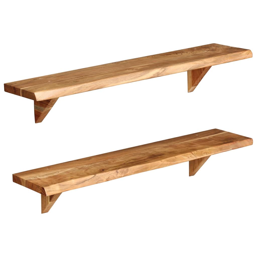 SKM 2-Pack Acacia Wood Wall Shelves - 35.4