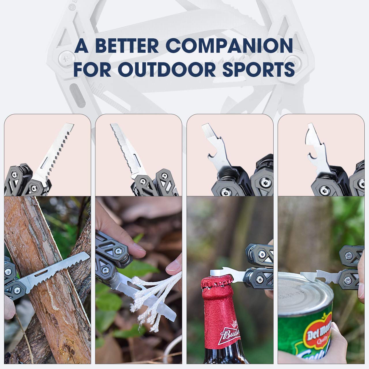 BIBURY 21-in-1 Titanium Multitool Pliers - 420 Stainless Steel Multi-Purpose Pocket Knife & Survival Tool Kit for Men | Perfect for Camping, Hunting, Fishing, Hiking & Outdoor Adventures