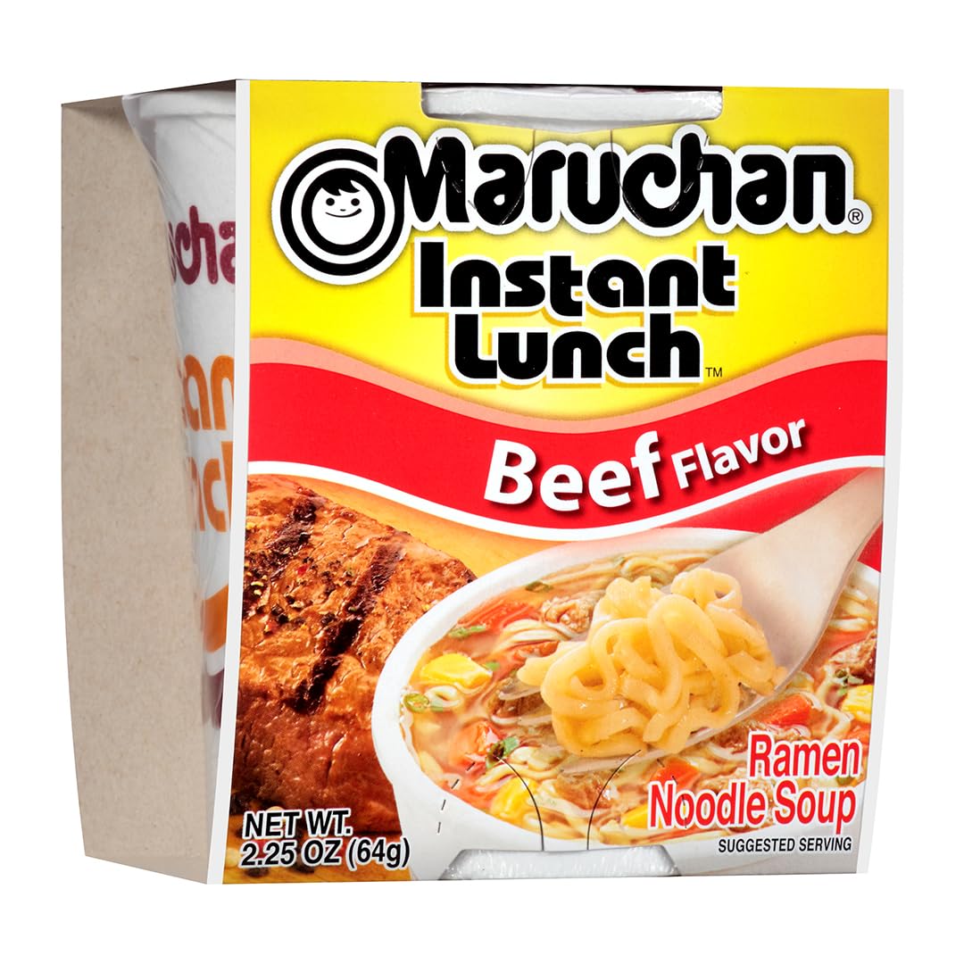 Maruchan Instant Lunch Beef Ramen Noodle Soup - Microwaveable Quick Meal (2.25 Oz, 12 Pack) | Perfect for Office Lunch, College Dorm Snacks & Emergency Food Supply