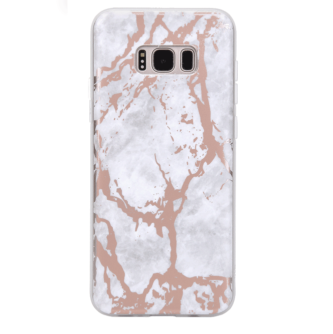 Elegant White Marble with Rose Gold Chrome Samsung Galaxy Phone Case - Perfect for Everyday Protection & Style Enhancement