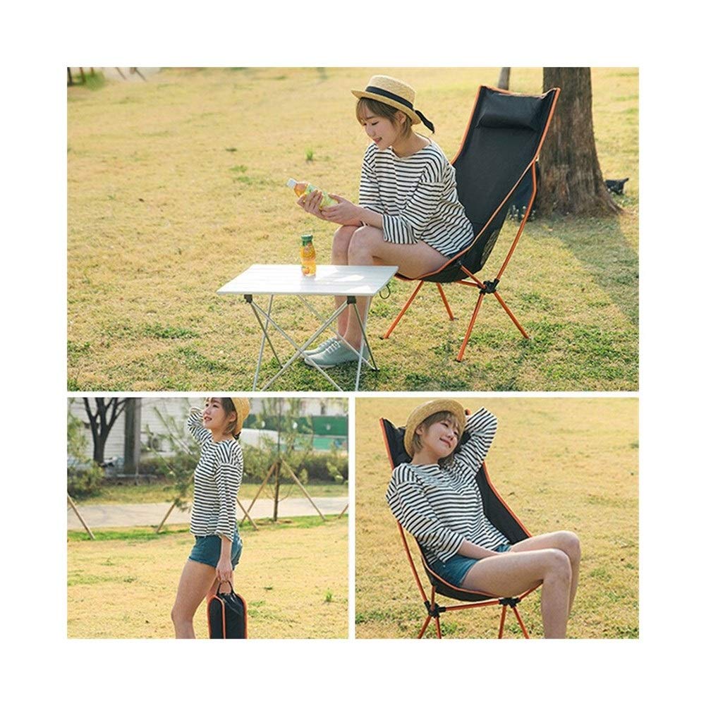 Ultralight Portable Folding Camping Chair - Oxford Cloth Outdoor Chair with Extended Seat for Fishing, Picnic, BBQ & Beach | Perfect for Camping Trips, Backyard Relaxing & Outdoor Adventures (Orange)