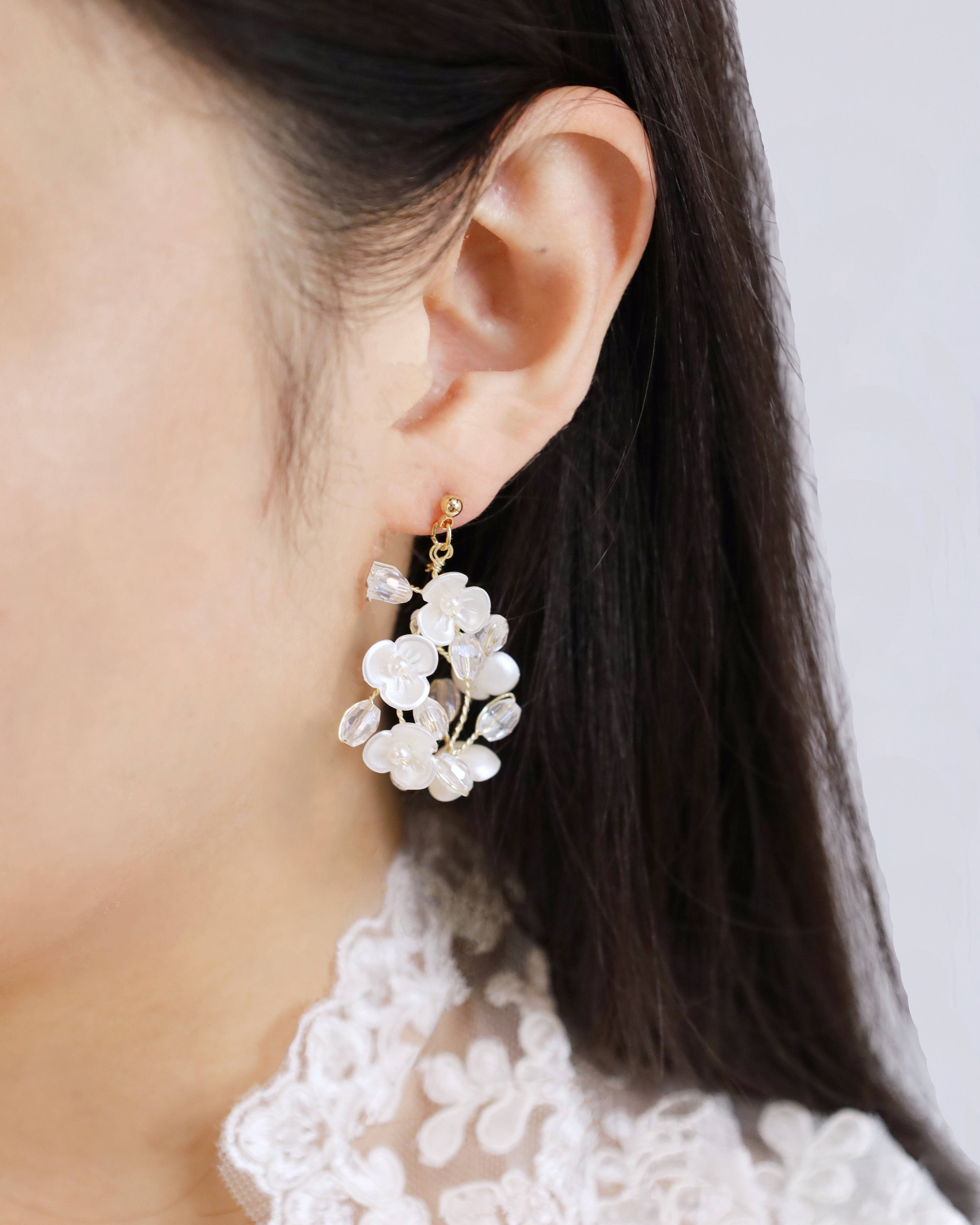 Tania Blossom Earrings for Women - Floral Dangle Earrings with CZ Stones, Gold Plated Elegant Jewelry for Party, Wedding & Everyday Wear