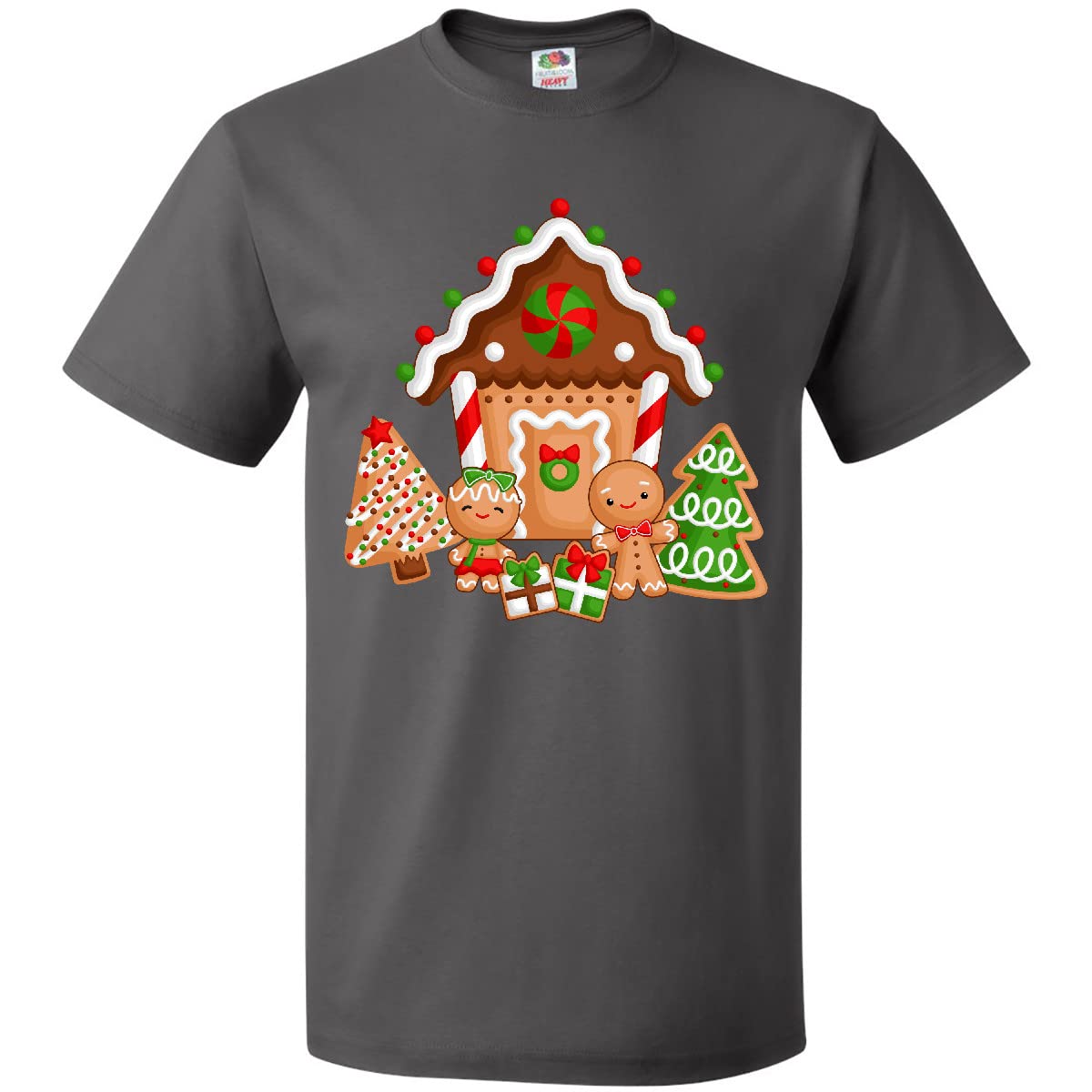 Inktastic Gingerbread House Christmas T-Shirt - Festive Holiday Graphic Tee for Women & Men - Perfect for Christmas Parties, Family Gatherings & Winter Celebrations