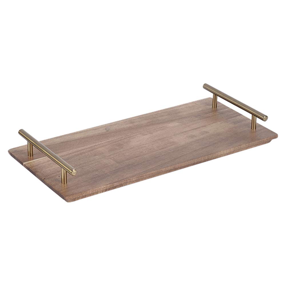 Amadon Rectangular Serving Tray with Handles - 14x6.7 Inch Wooden Platter for Sushi, Charcuterie, Cheese, Fruits & Bread | Perfect for Breakfast, Brunch, Dinner Parties & Entertaining Guests