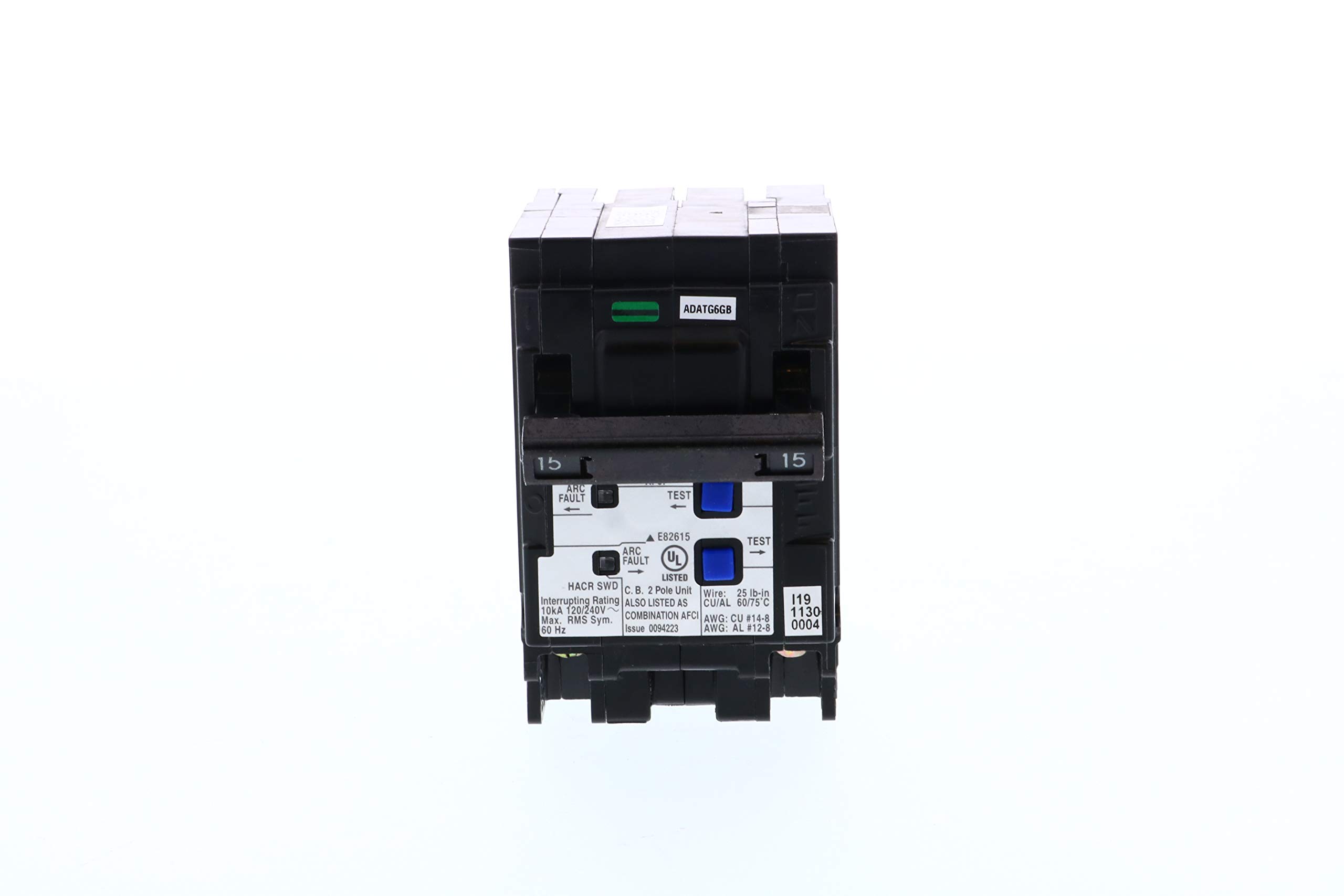 15 Amp 2-Pole AFCI Plug-On Neutral Circuit Breaker - Combination Type for Home Electrical Safety | Perfect for Bedrooms, Living Rooms & Kitchens
