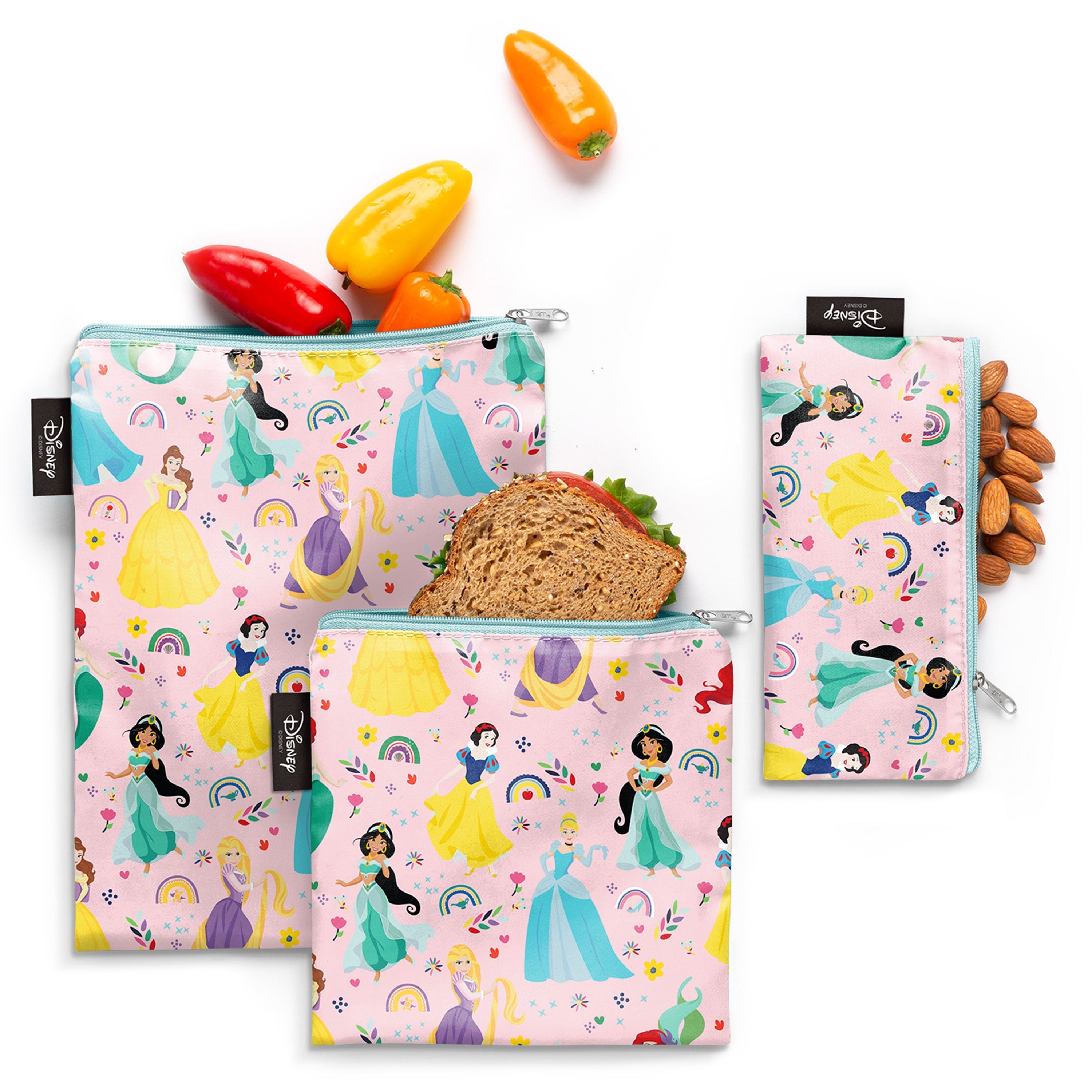 Ellie Snack Bags 3 Pack - Reusable Food Storage Bags for Kids Lunch, Snacks, Fruits - BPA Free, Leak Proof, Eco-Friendly - Perfect for School, Picnics, Travel & On-the-Go