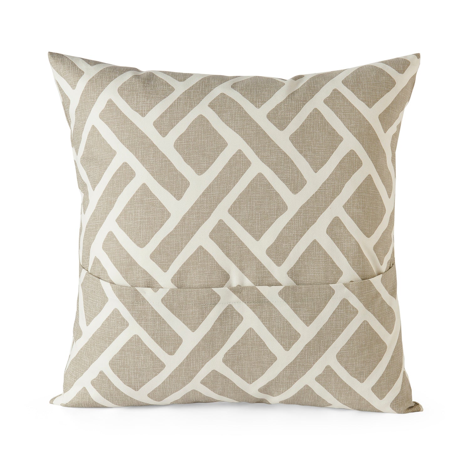 Martinique Taupe Geometric Printed Cotton Cushion Covers Set of 2 - Stylish Sofa & Bed Decor for Living Room, Bedroom, and Home Office