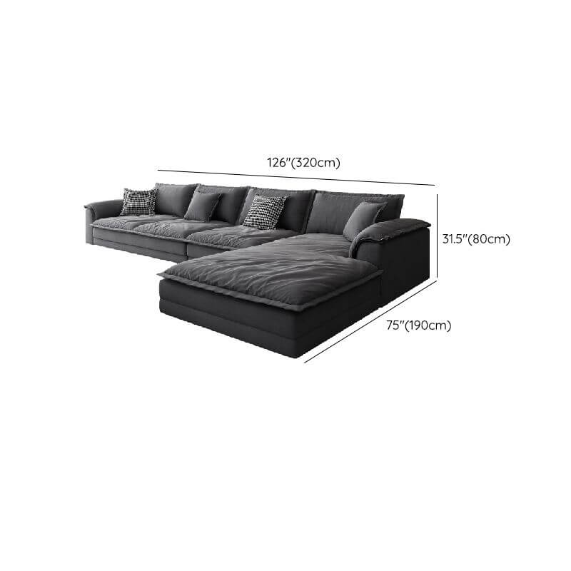 L-Shaped & Straight Right Sofa Chaise Lounge with Concealed Support - Modern Sectional Couch for Living Room, Home Theater & Small Spaces