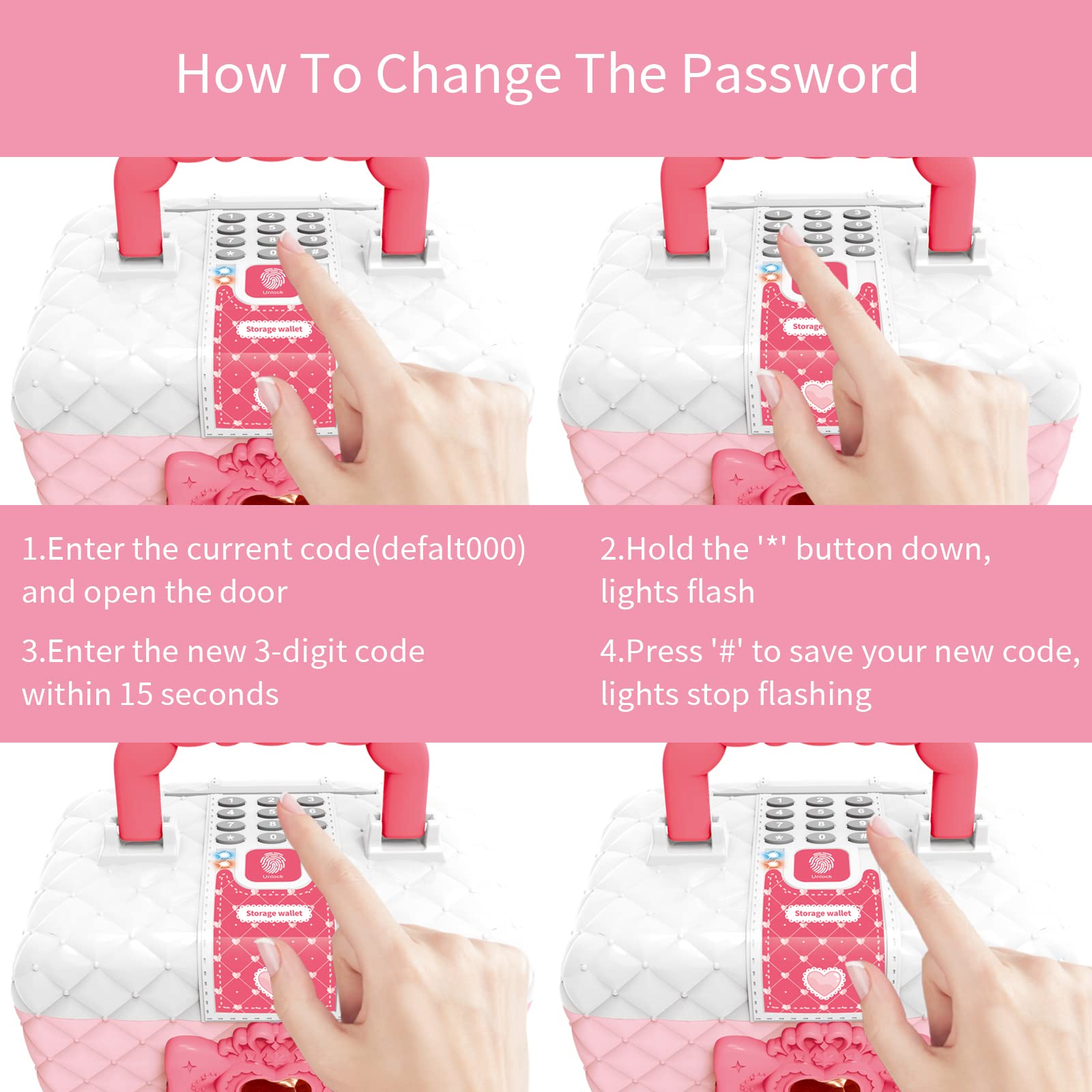 Pink Password Protected Piggy Bank for Girls - Secure Coin Money Storage Box - Perfect for Saving, Gifts & Kids' Financial Education
