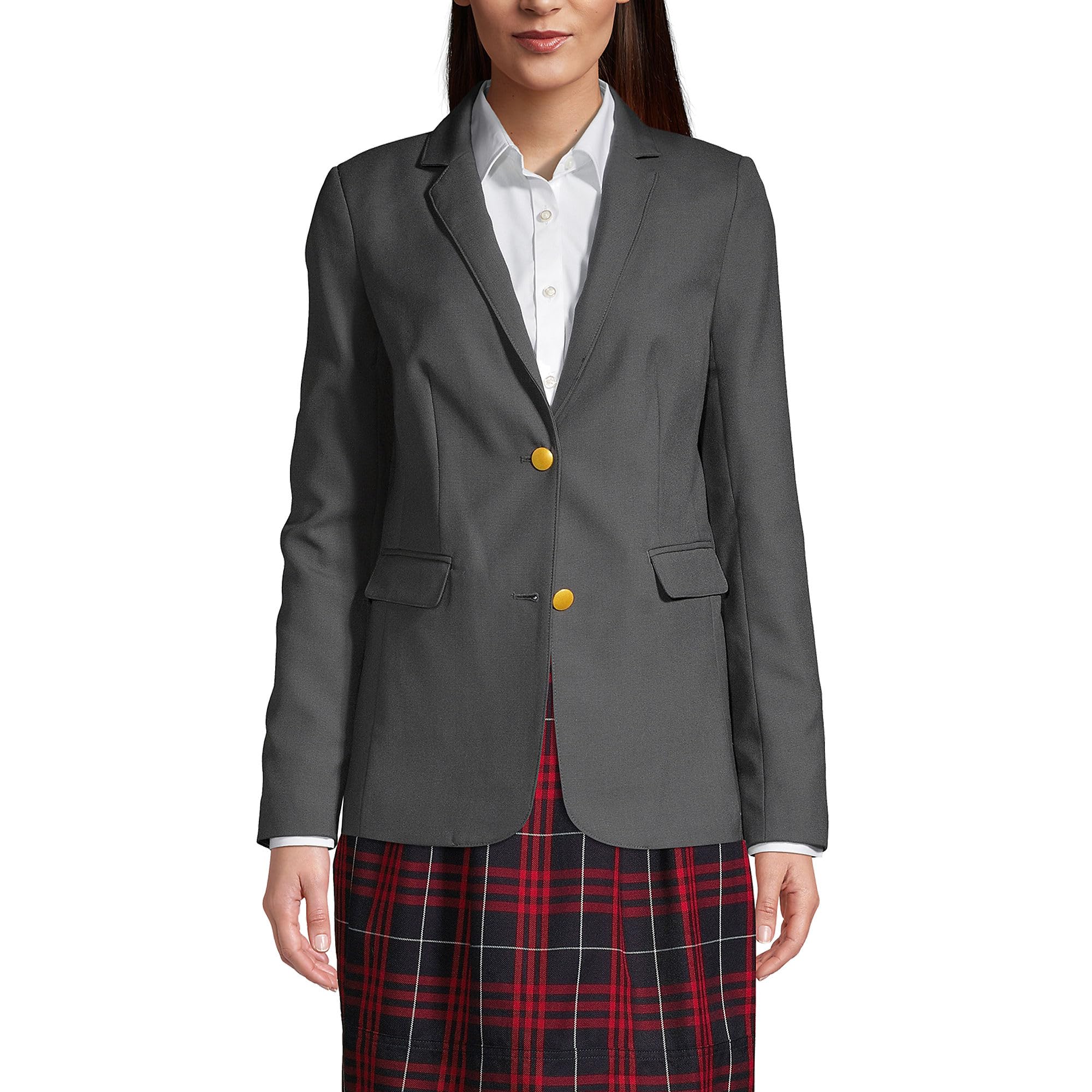Lands' End Women's Hopsack Blazer - Classic School Uniform Jacket for Professional & Academic Wear | Office, Classroom & Formal Occasions