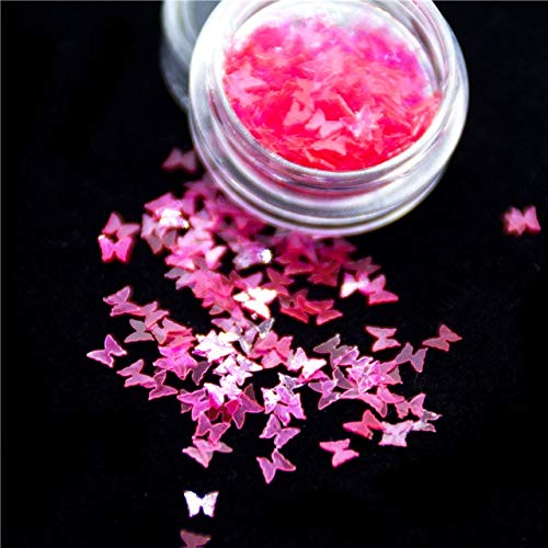 KM Glitter Top - Best Selling Chunky Mixed Fairy Face & Body Craft Rose Sequins, Rose Gold Glitter for Nail Art & Decoration (Color: Pink Butterfly) - Perfect for DIY Nails, Festival Makeup, and Craft Projects