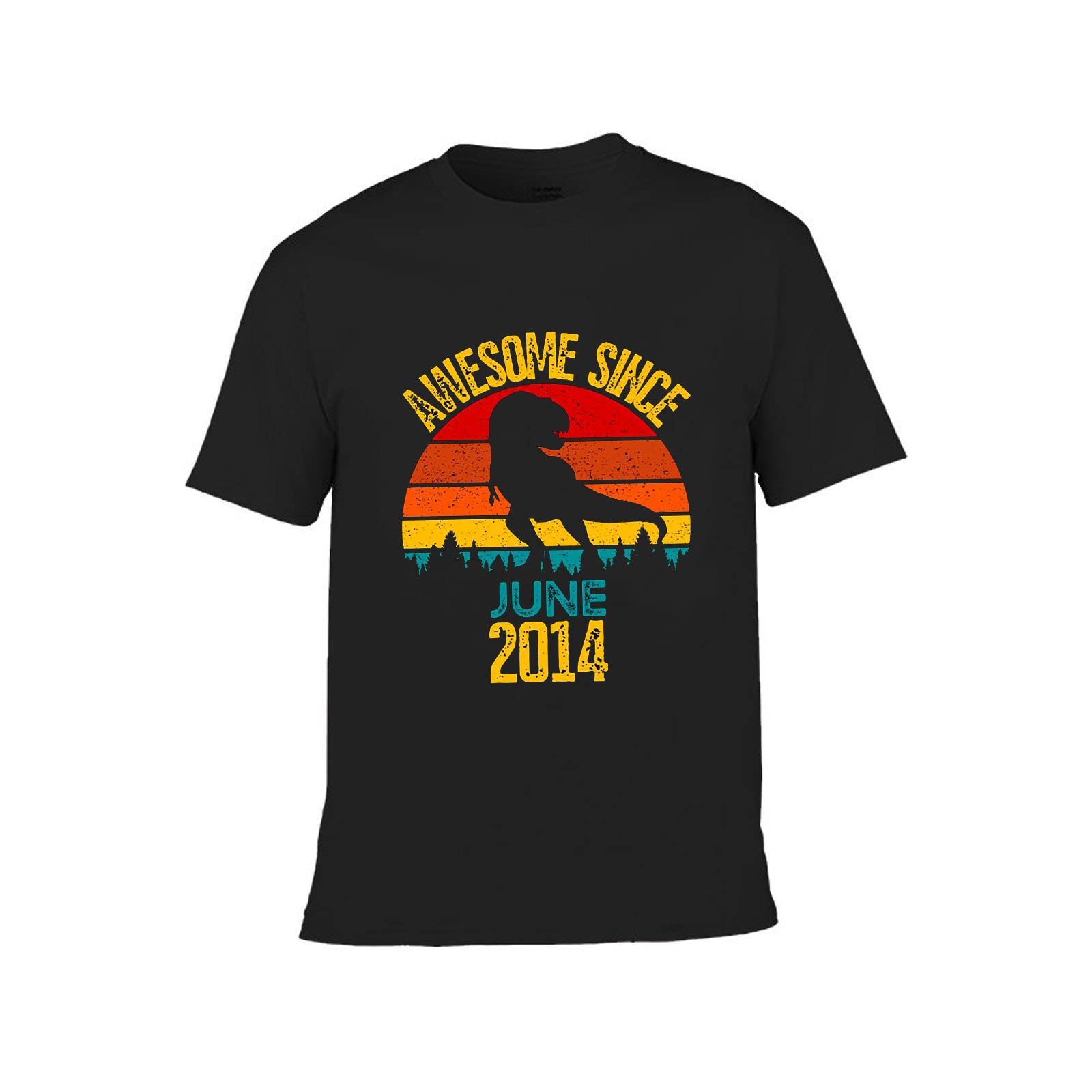 Dinosaur Print Boys T-Shirt - Short Sleeve Crew Neck Kids Top | Birthday Gift for Boys Since 2014 | Perfect for School, Playdates & Birthday Parties