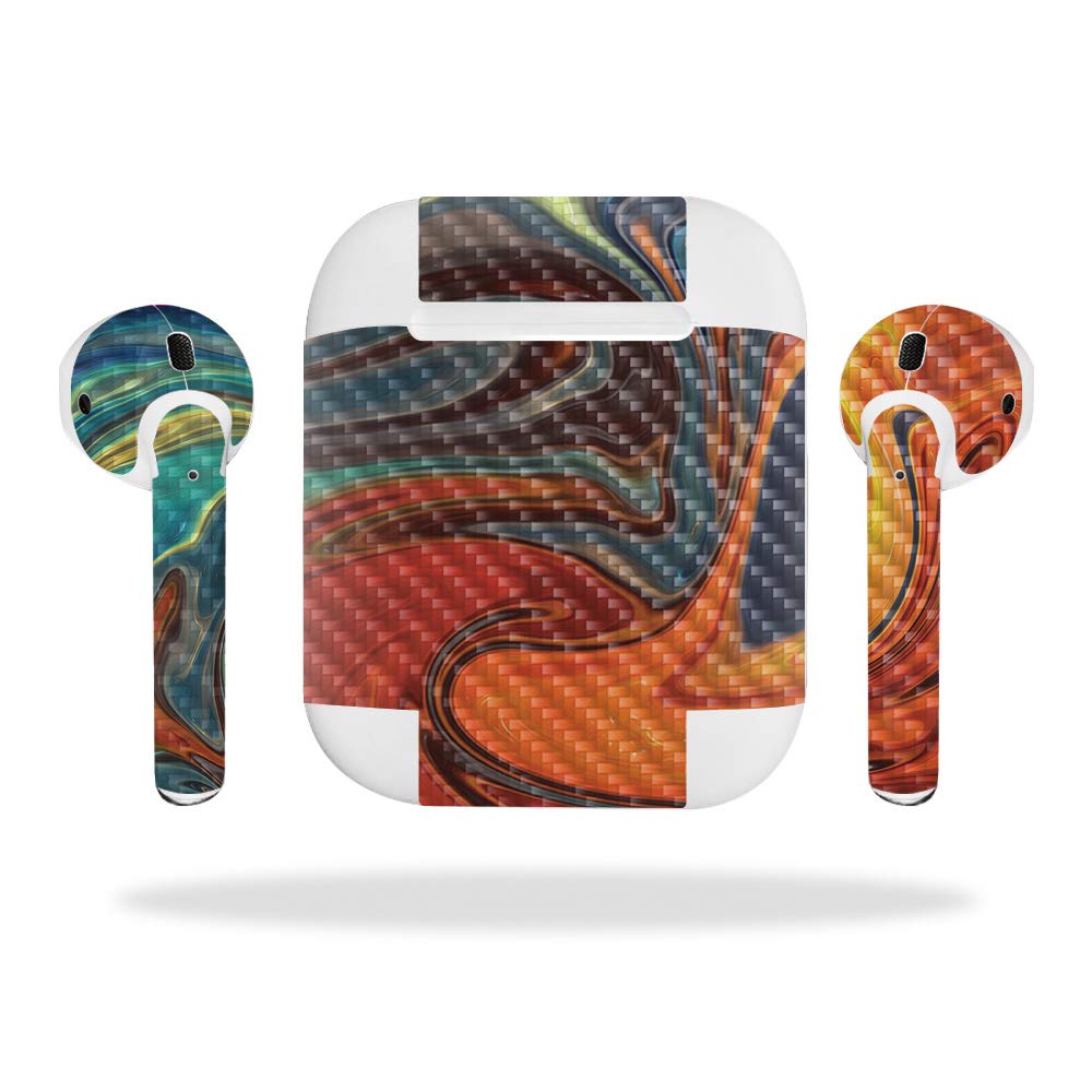 Premium Carbon Fiber Skin for Apple AirPods - Amber Marble Design | Protective & Durable Textured Cover | Easy to Apply & Remove | Made in USA | Perfect for Gym, Travel & Everyday Use
