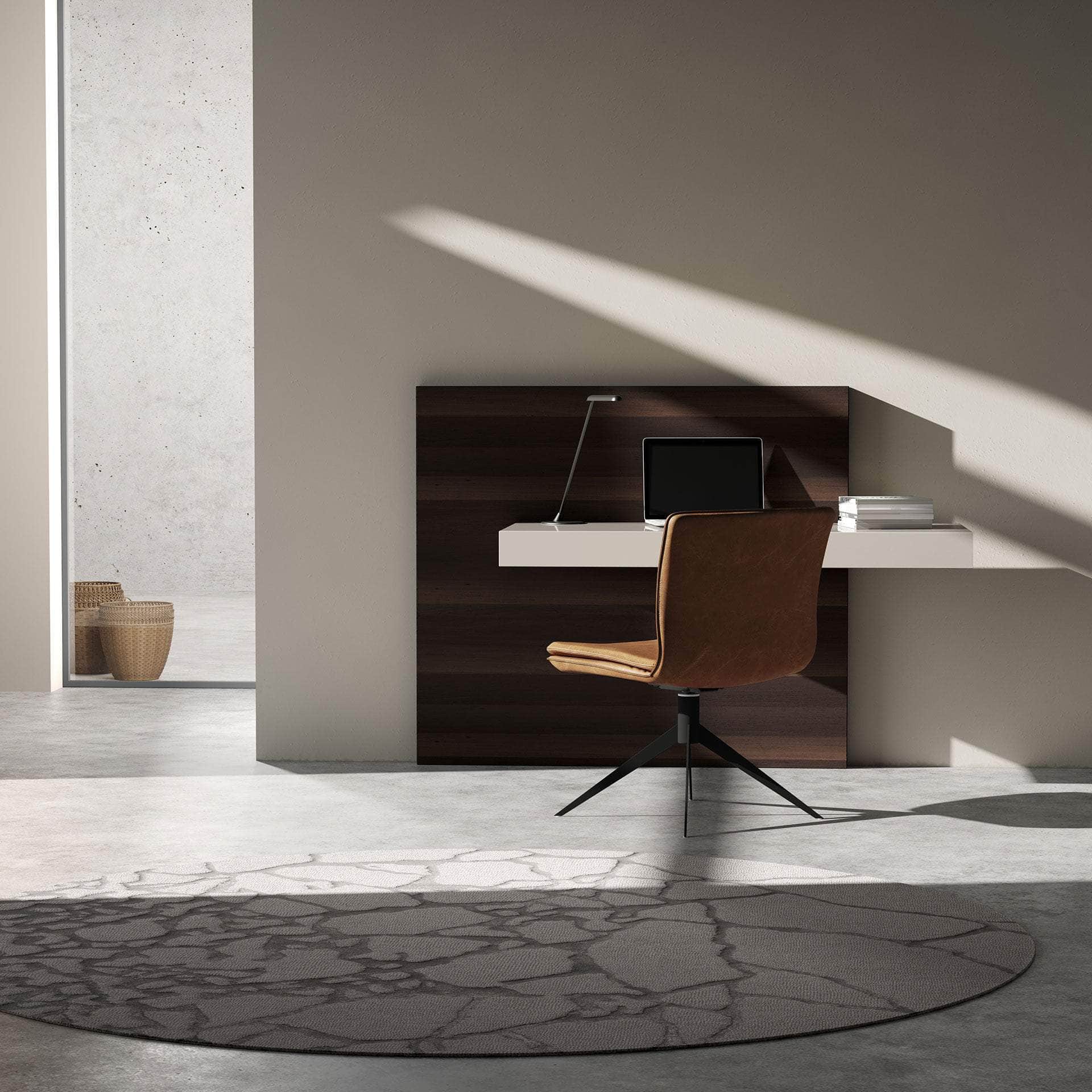 Premium Walker Desk in Glossy Chateau Gray & Smoked Oak - Modern Home Office Furniture for Remote Work & Study