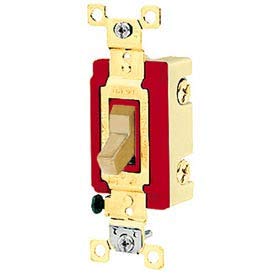 Bryant 4901BI Industrial Grade Toggle Switch - Single Pole 20A 120/277V AC Ivory (15-Pack) - Heavy Duty Electrical Switch for Commercial Buildings, Factories & Industrial Equipment