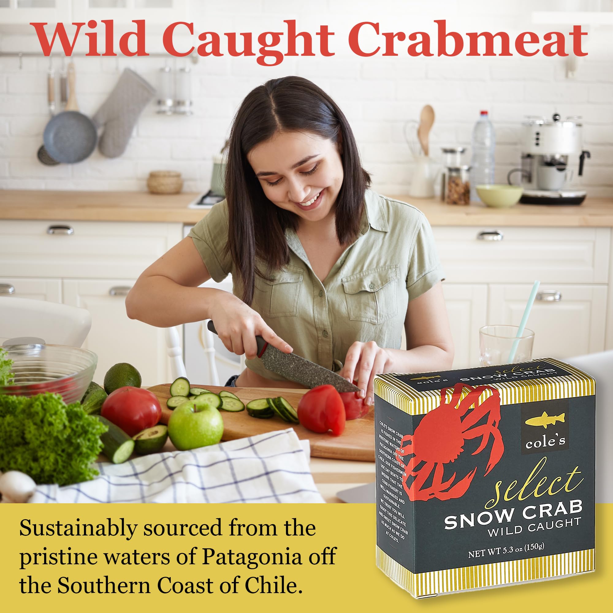 Premium Wild-Caught Patagonian Snow Crab Meat from Chile - High Protein & Omega-3 Rich, No Preservatives - 5.3 oz Can (Pack of 1) - Perfect for Salads, Pasta Dishes & Gourmet Seafood Recipes