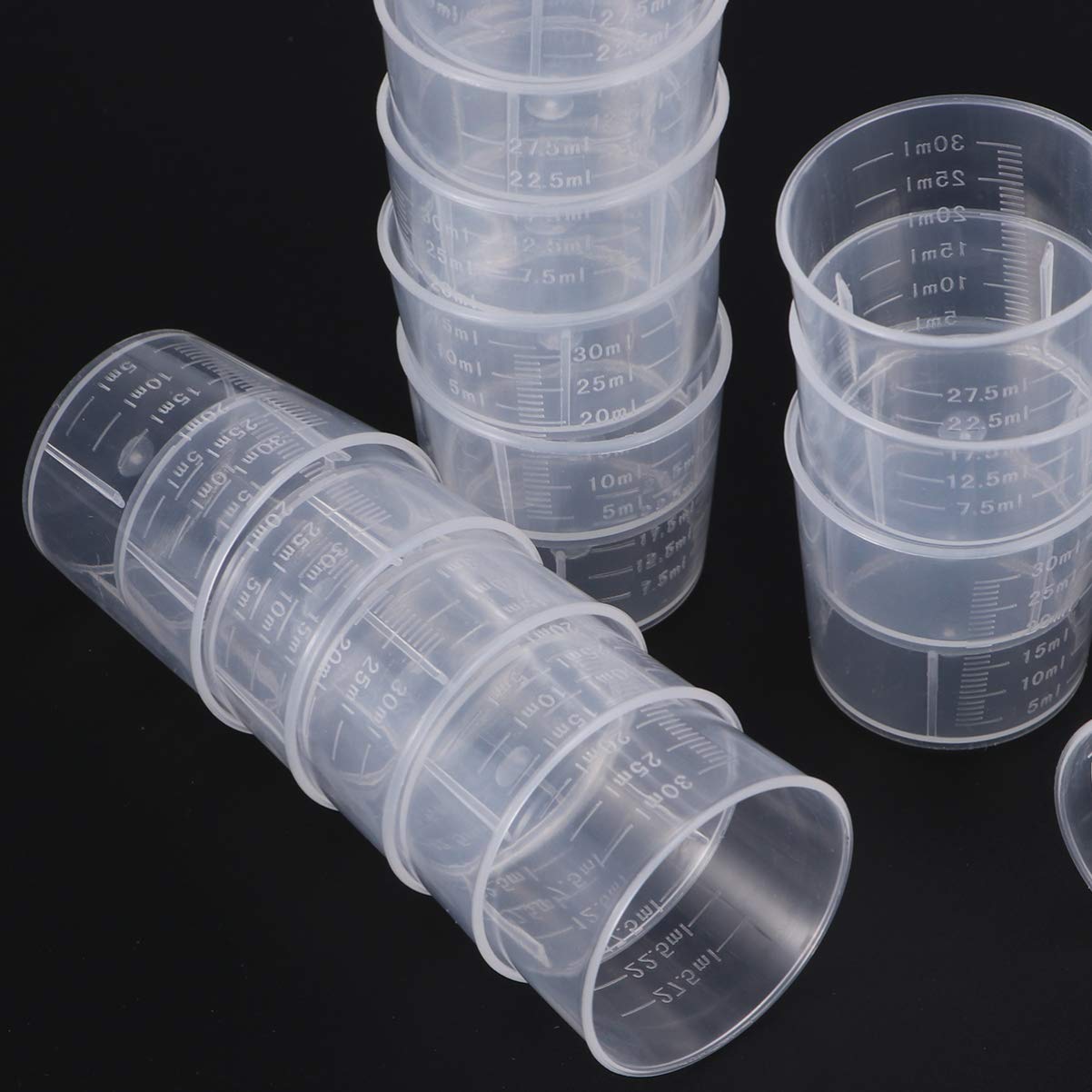 30pcs 30ml Plastic Graduated Measuring Cups - Clear Kitchen Measuring Tools for Baking, Cooking & Lab Use