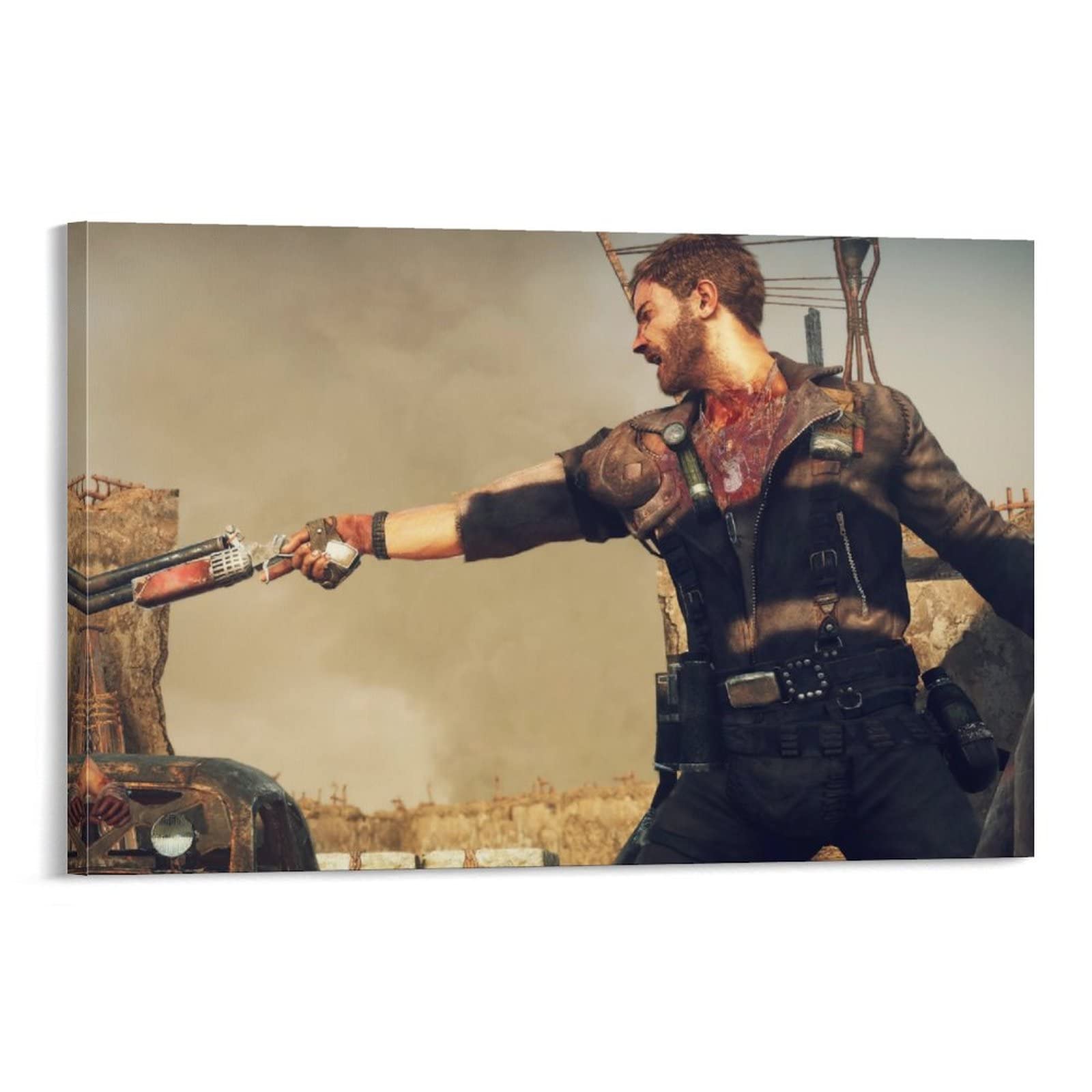 Mad Max Movie Poster - 20x30cm (8x12inch) Framed Canvas Wall Art Print for Living Room, Bedroom & Office Decor - Perfect for Action Movie Fans & Home Theater Setup
