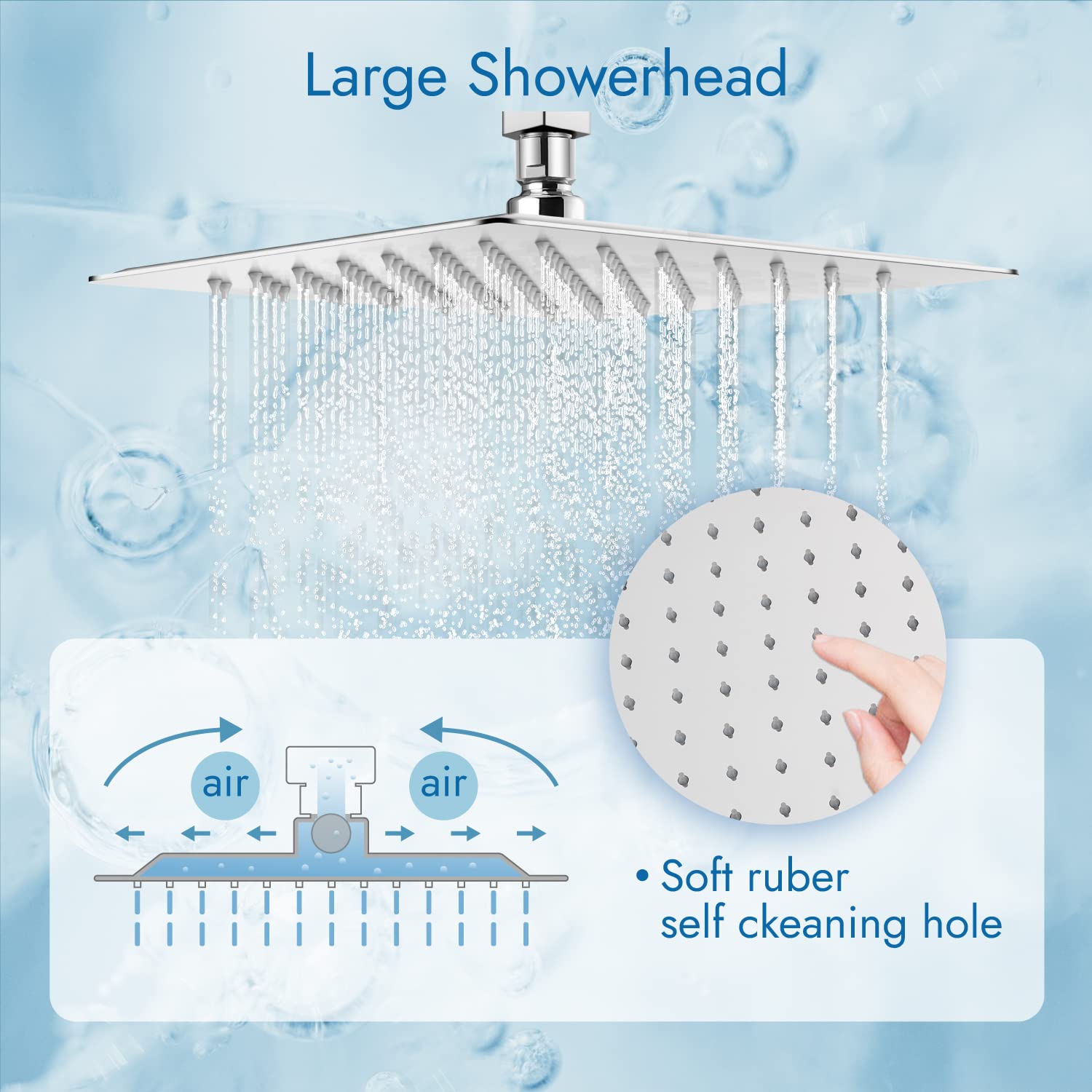 12 Inch Rainfall Shower Head - 3 Function Ceiling Mount Bathroom Shower System with Handheld Spray & Waterfall Tub Spout, Polish Chrome Finish | Perfect for Modern Bathrooms, Spa-Like Experience, and Luxury Home Renovations