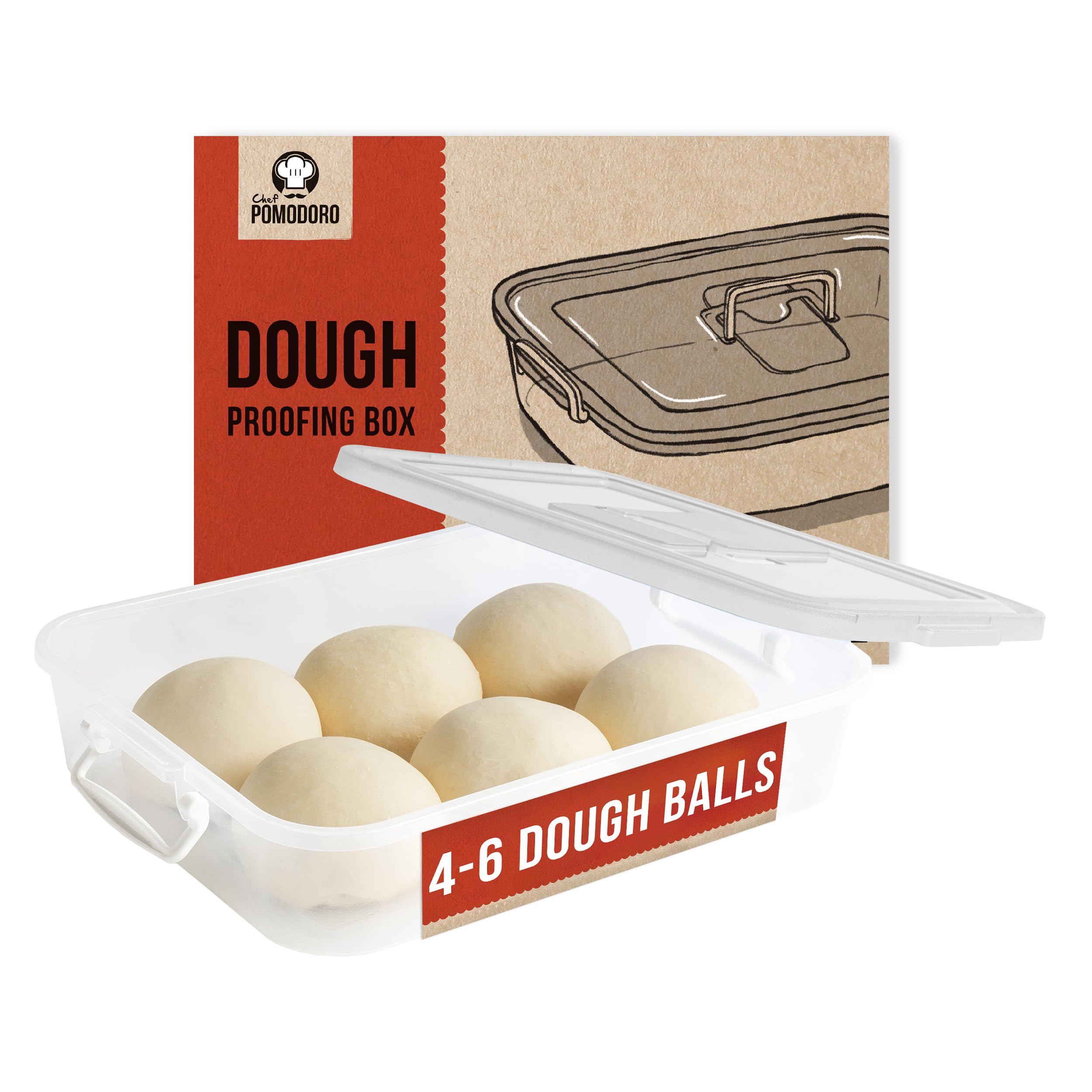 Professional Pizza Dough Proofing Box - 14 x 11 Inch Dough Rising Container for 4-6 Balls, Home Pizza Making Kit with Carry Handle (Grey) | Perfect for Homemade Pizza, Bread & Pastry Dough Preparation in Kitchen, Bakery & Restaurants