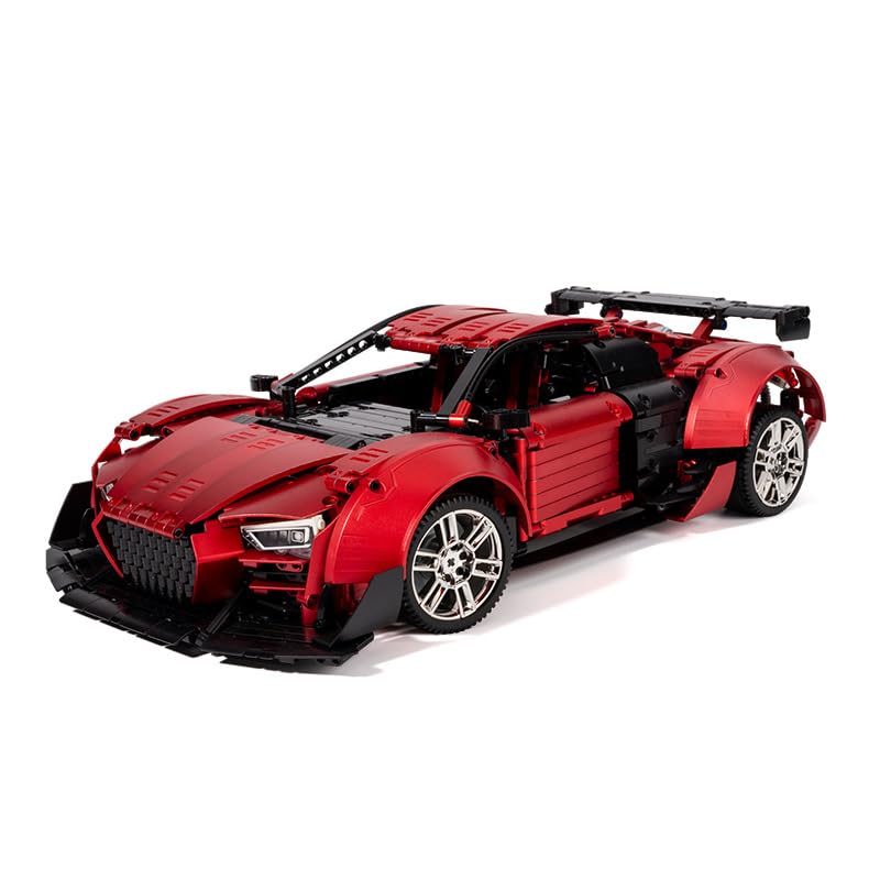 Audi R8 1:10 Scale Sports Car Building Kit - 2641 Piece Lego-Compatible Racing Model for Display & Collection - Perfect for Car Enthusiasts & DIY Hobbyists