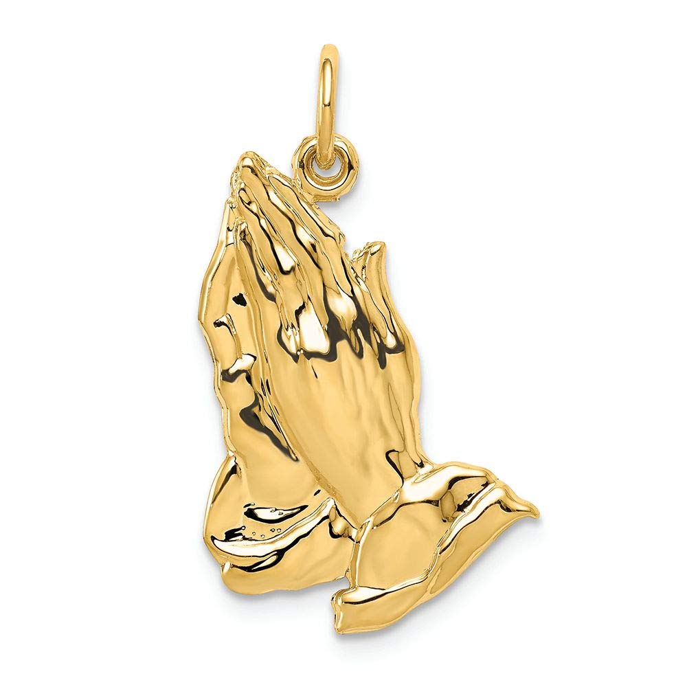 FJC Finejewelers 14k Yellow Gold Praying Hands Charm Pendant - Religious Jewelry for Women, Faith-Based Gift for Baptism, Confirmation & Daily Inspiration