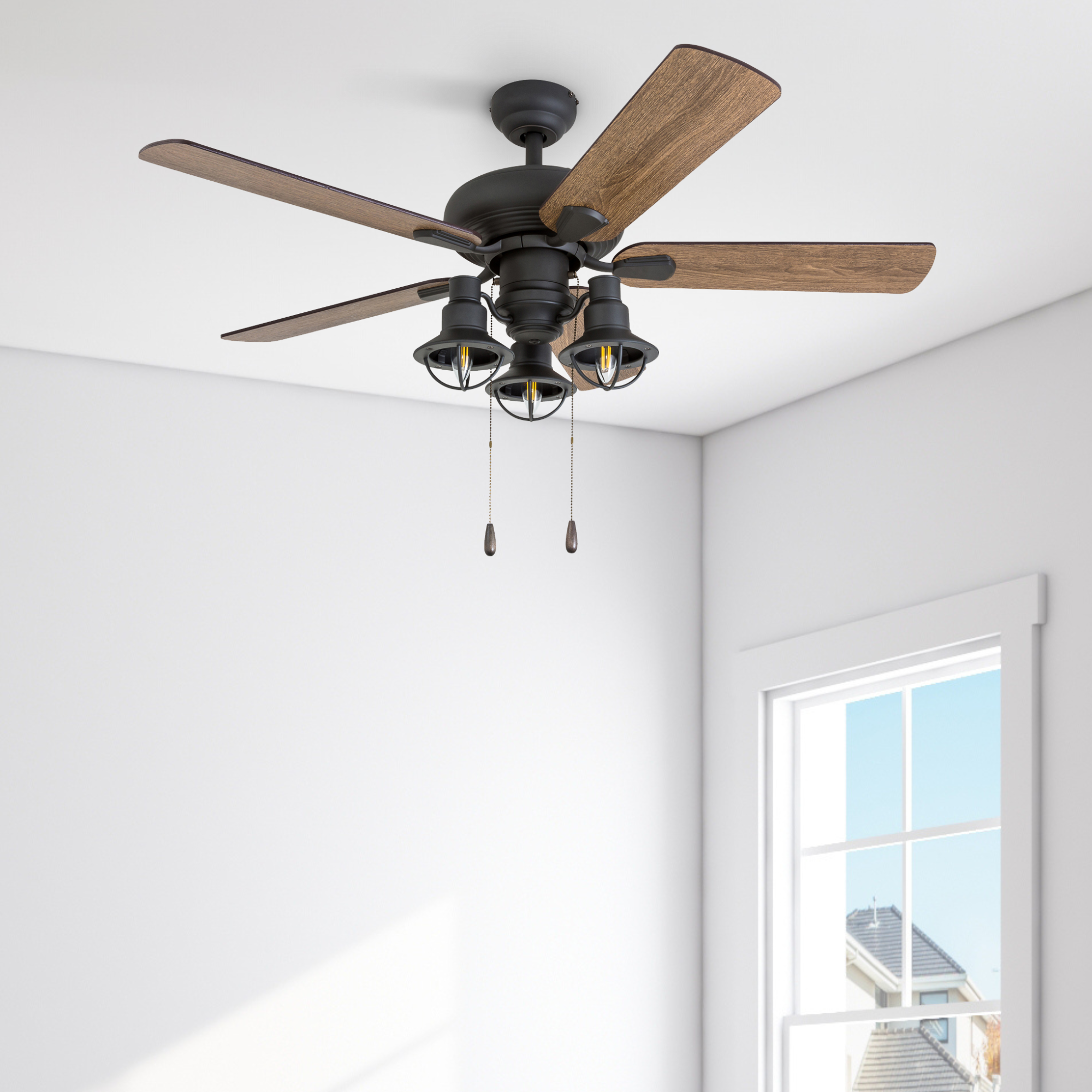 42 Inch Bronze Piercy Ceiling Fan with Pull Chain - Perfect for Living Room, Bedroom, and Outdoor Patio Cooling