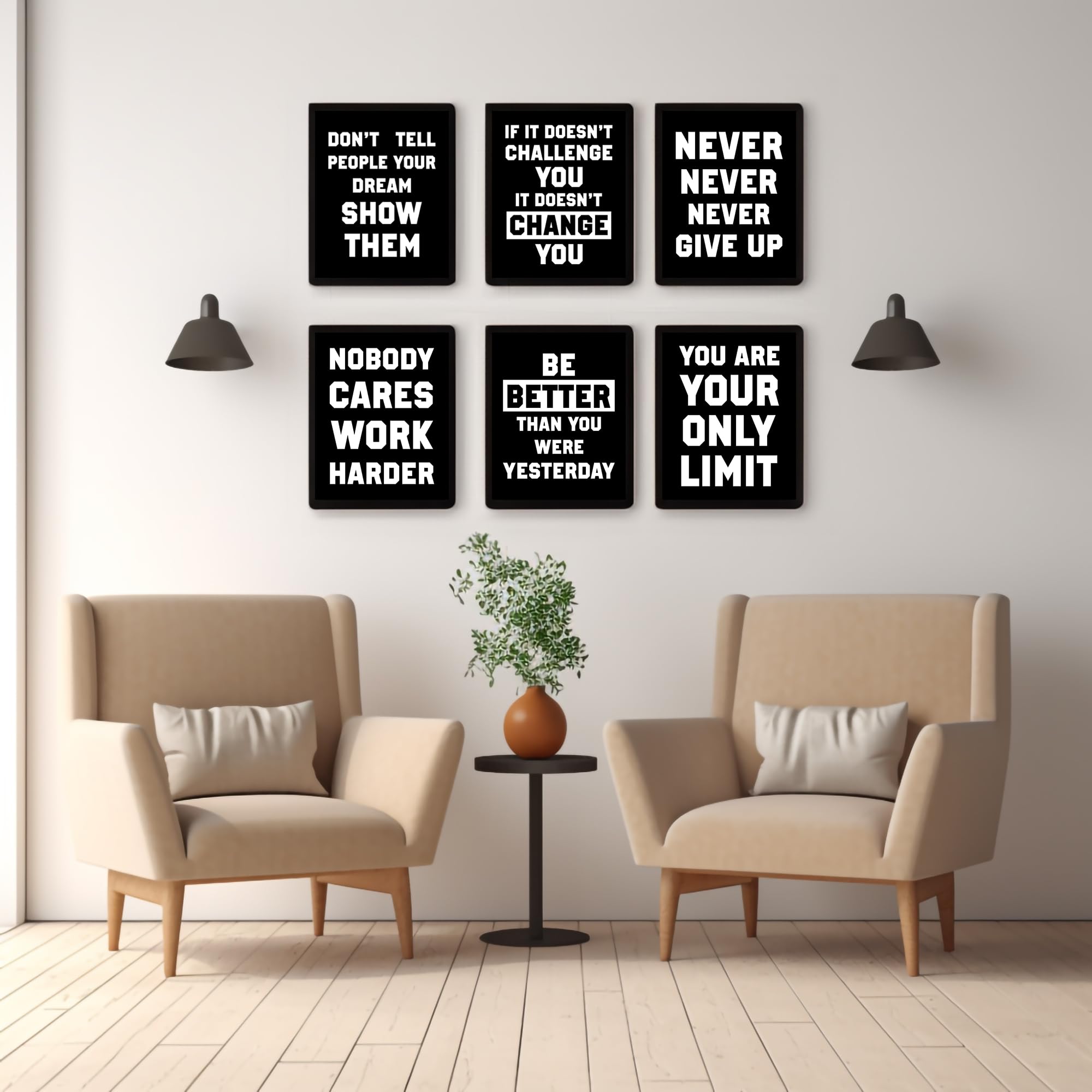 Motivational Quotes Wall Art Prints 8x10 Unframed (6-Pack) - Inspirational Home & Office Decor for Living Room, Bedroom, Workspace - Perfect for Gifts, Meditation Spaces & Daily Encouragement