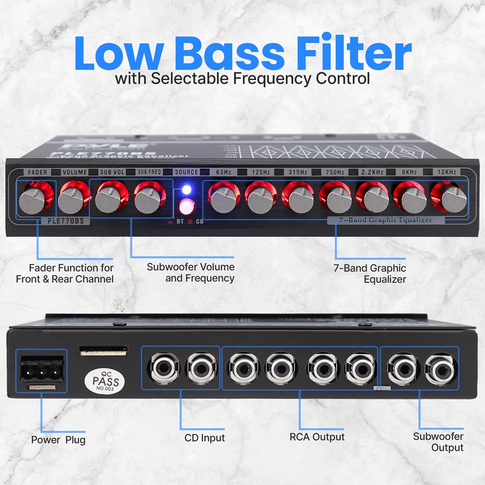 7 Band Graphic Equalizer Audio Mixer - Professional Sound Equalization for DJs, Musicians & Home Studios - Perfect for Live Performances & Music Production