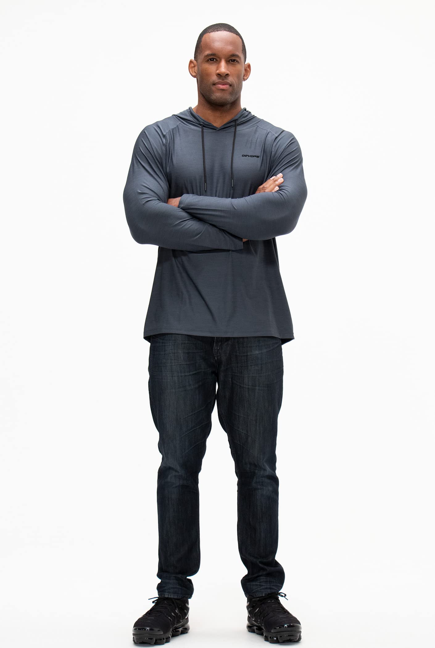 DEVOPS Men's Hoodie - Long Sleeve Pullover for Fishing, Hiking, Running & Workout - Comfortable Athletic Shirt for Outdoor Activities & Gym Training