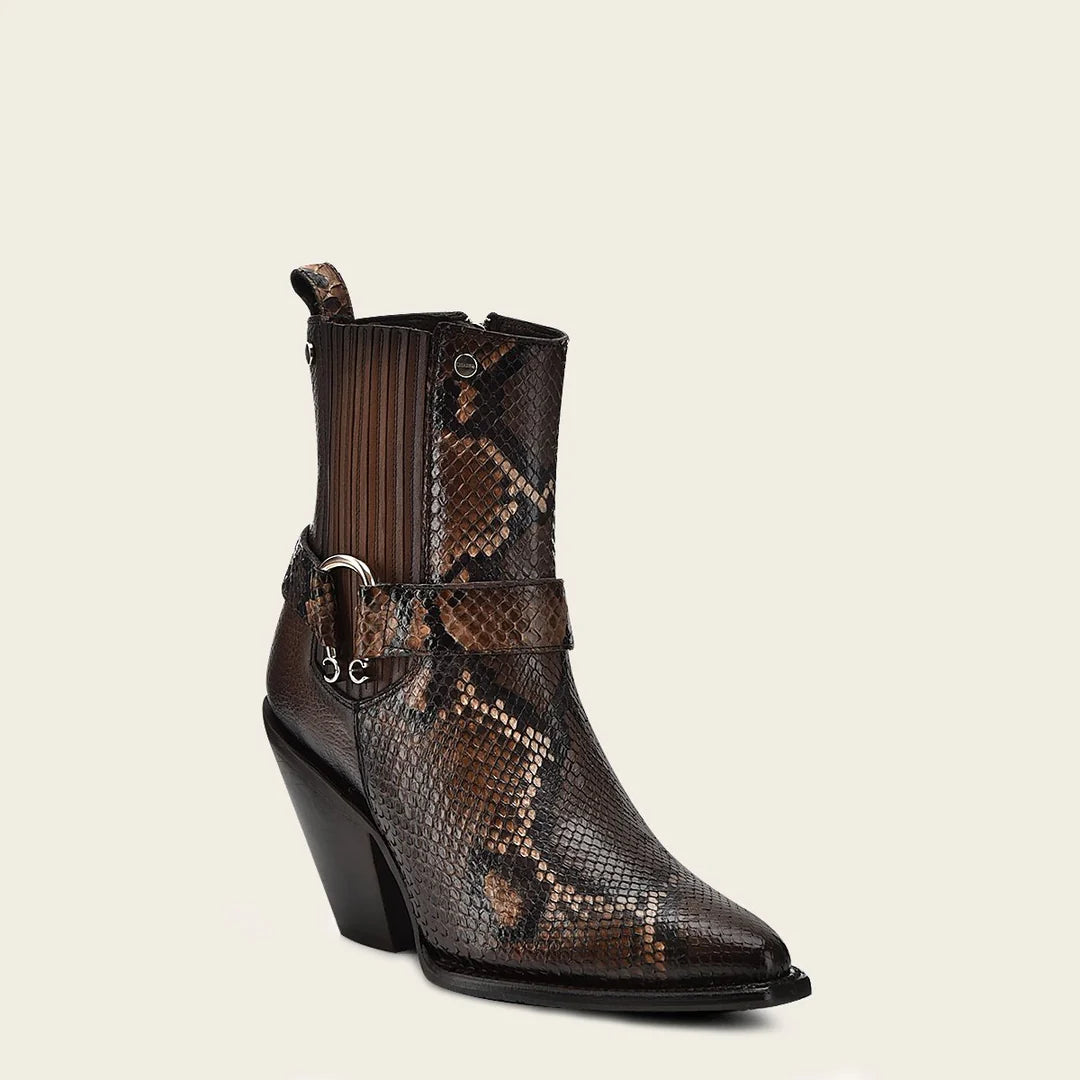 Women's Cuadra Brown Western Cowgirl Python Leather Ankle Boots - Stylish & Comfortable for Rodeo, Country Dancing & Everyday Wear