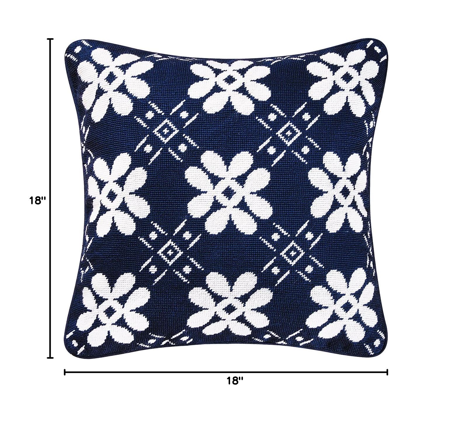 C&F Home Navy Blue Needlepoint Decorative Pillow 18x18 Inch - Perfect for Sofa, Bed, Couch & Living Room Accent