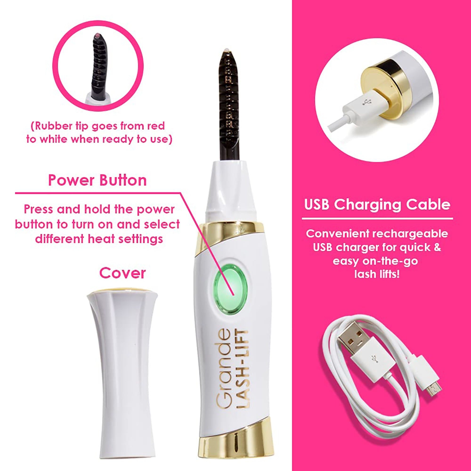 GrandeLASH LIFT Heated Eyelash Curler - Professional Lash Curling Tool for Long Lashes | Perfect for Home Use, Salon, and Special Occasions
