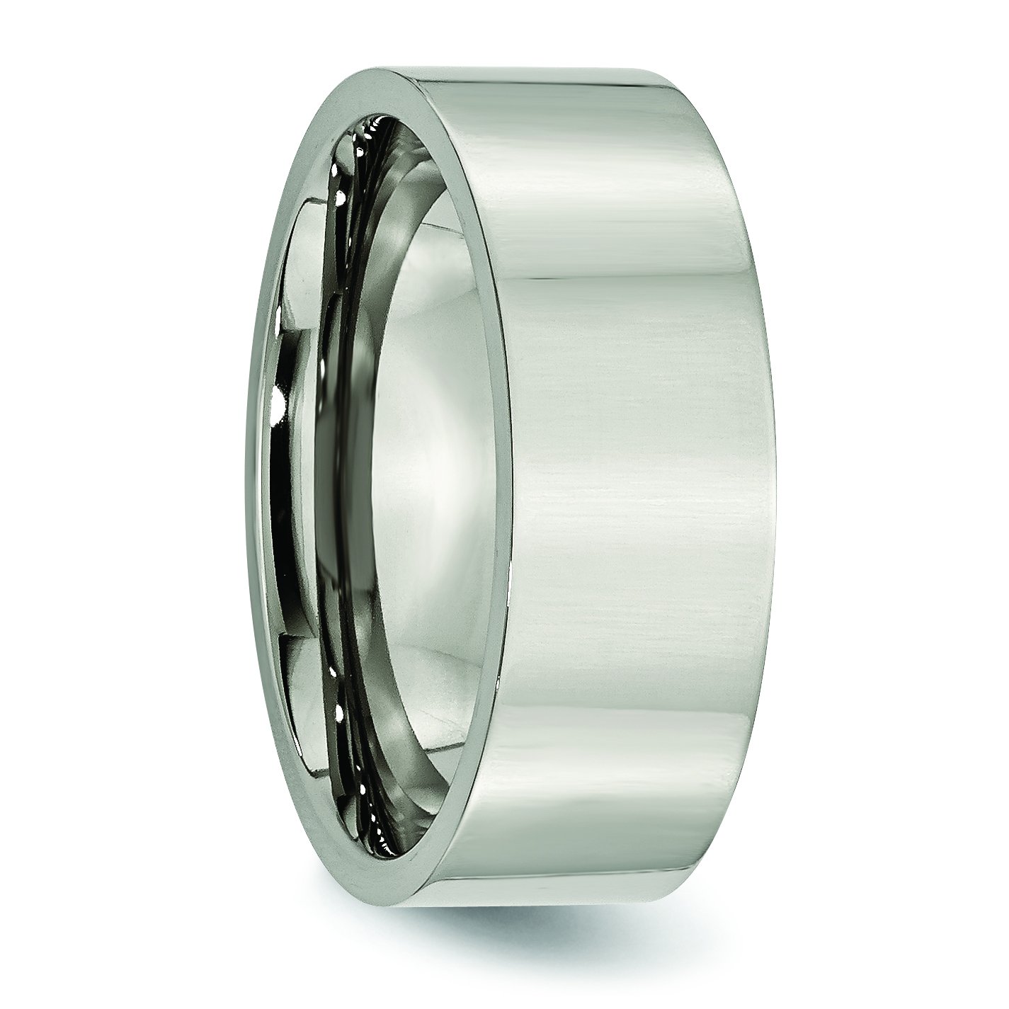 Men's 8mm Titanium Wedding Band Ring - Polished Flat Comfort Fit - Perfect for Engagements, Anniversaries & Everyday Wear