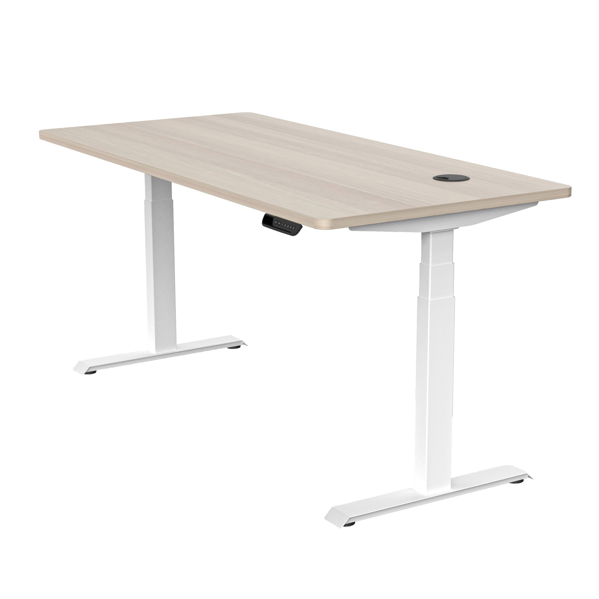 MARLO Single Workstation with Adjustable Height Lift - 1.6M Oak & White Standing Desk for Home Office, Study & Workspace - Ergonomic Computer Desk for Working, Writing & Gaming