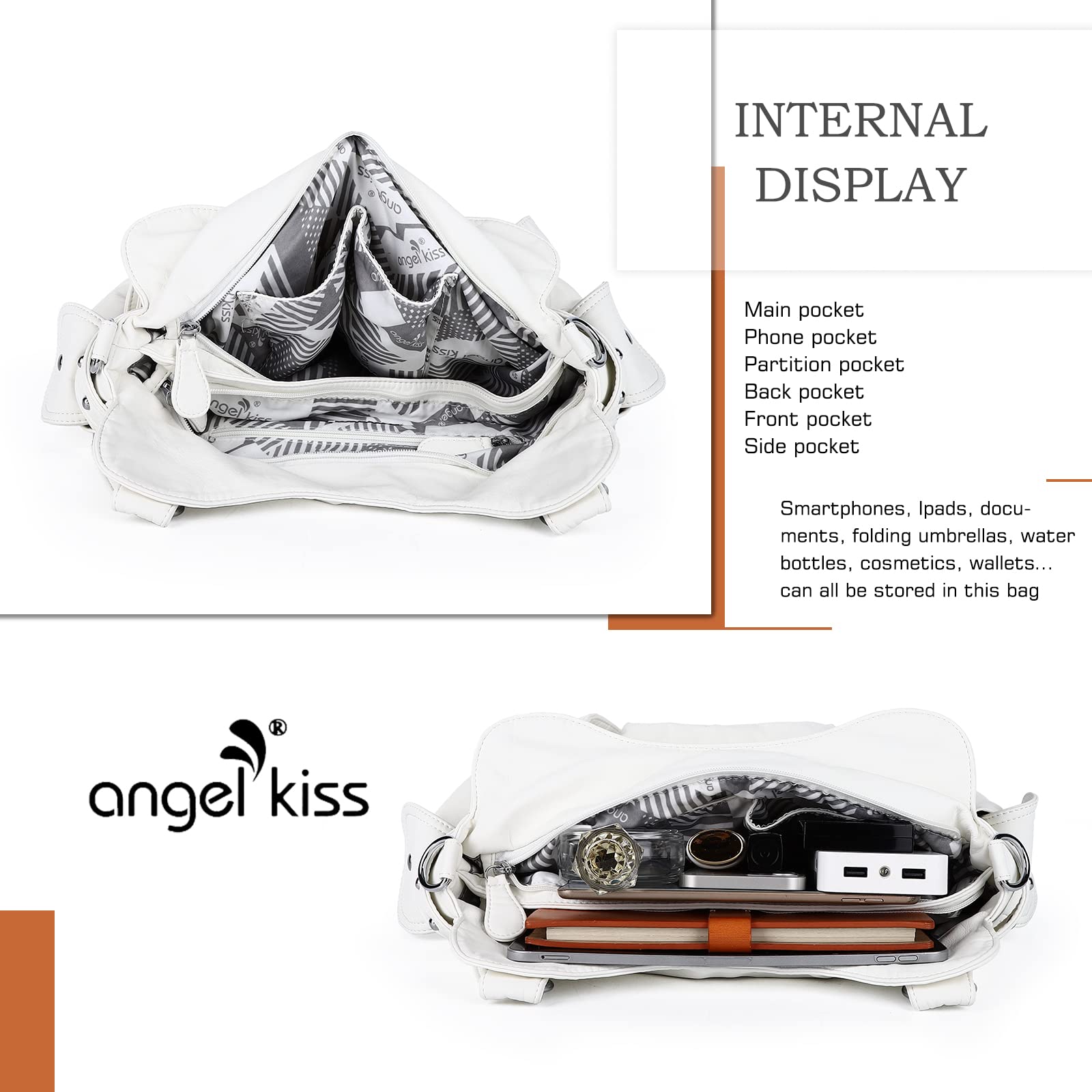 Angel Kiss Hobo Handbags for Women - Soft PU Leather Shoulder Bag, Ladies Purse - Perfect for Work, Travel & Everyday Use