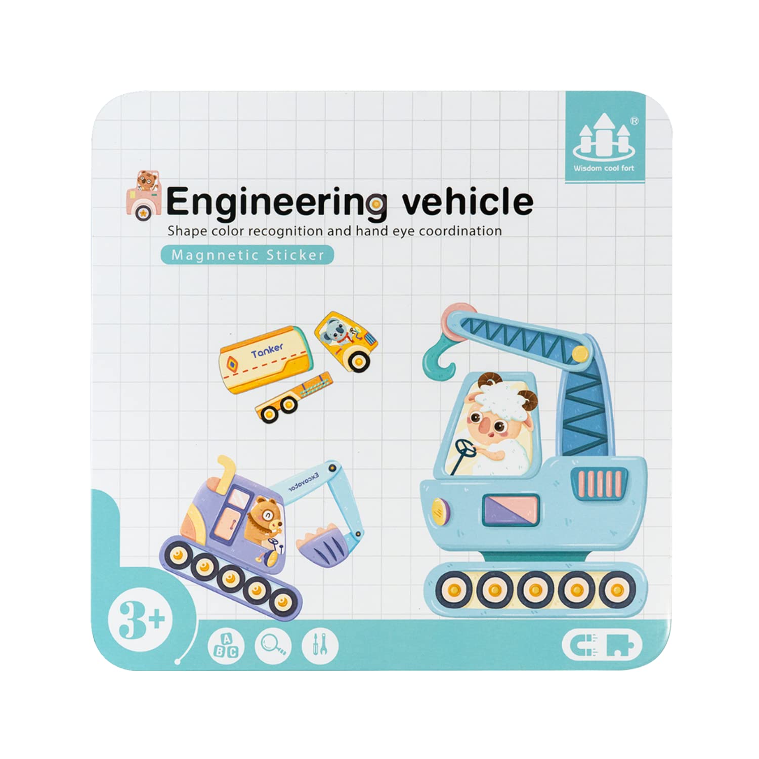 Cubelelo Magnetic Sticker Puzzle - 3D Engineering Vehicle Toy with Colorful Stickers | STEM Learning Game for Kids Boys & Girls | Perfect for Classroom Activities, Birthday Gifts & Early Childhood Education