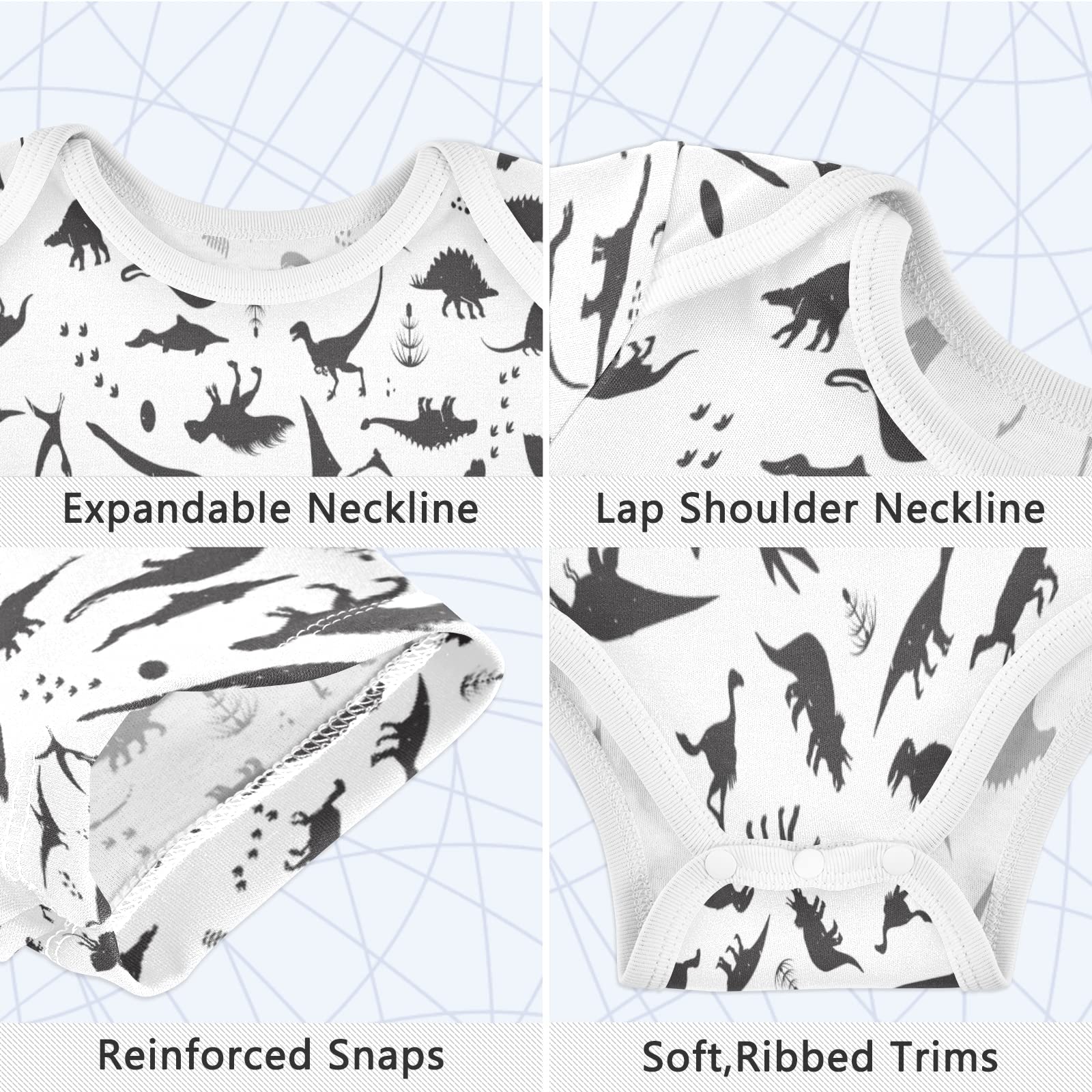 Dinosaur Footprint Baby Bodysuit - Unisex Dino Egg Print Short Sleeve Jumpsuit for Newborns & Infants (0-3 Months) | Soft Cotton Summer Outfit for Boys & Girls | Perfect for Playtime, Photo Shoots & Dinosaur-Themed Parties
