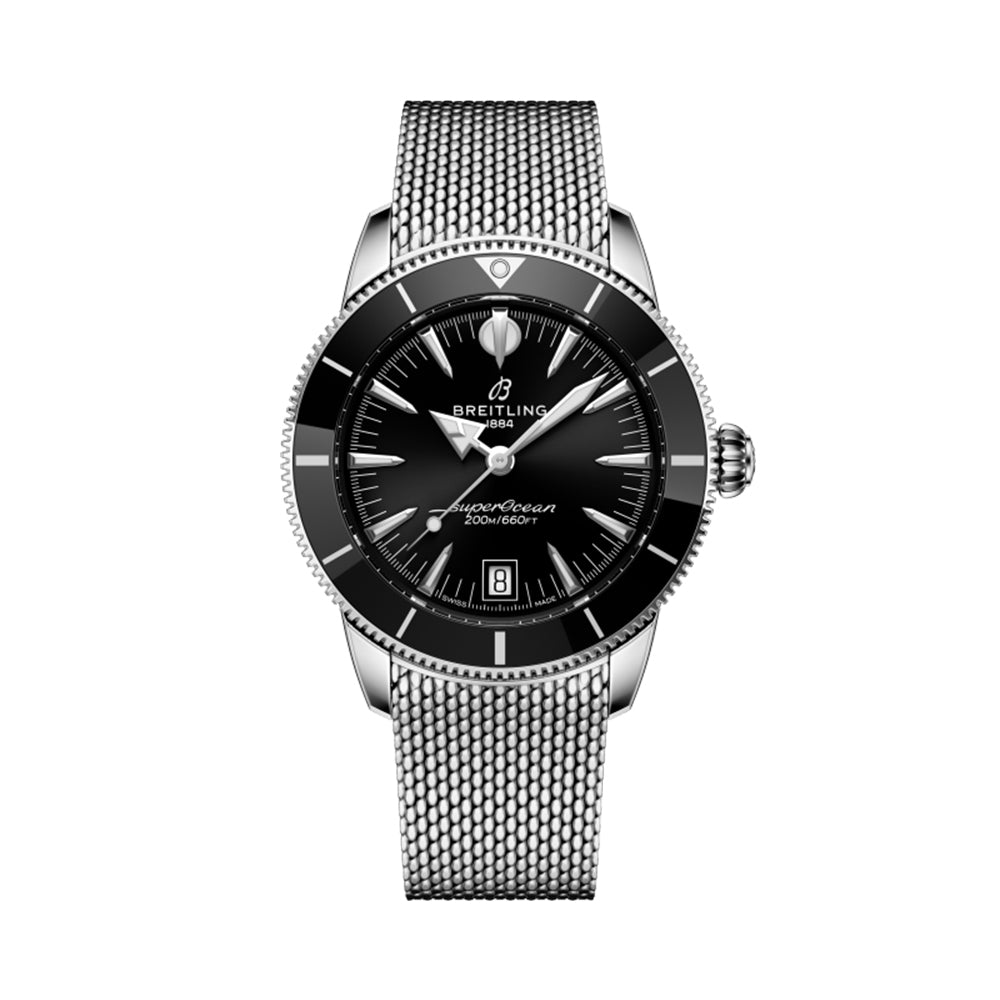 Superocean Heritage B31 Automatic 40mm Men's Dive Watch - Black Dial with Stainless Steel Bracelet | Waterproof Luxury Timepiece for Scuba Diving, Swimming & Everyday Wear