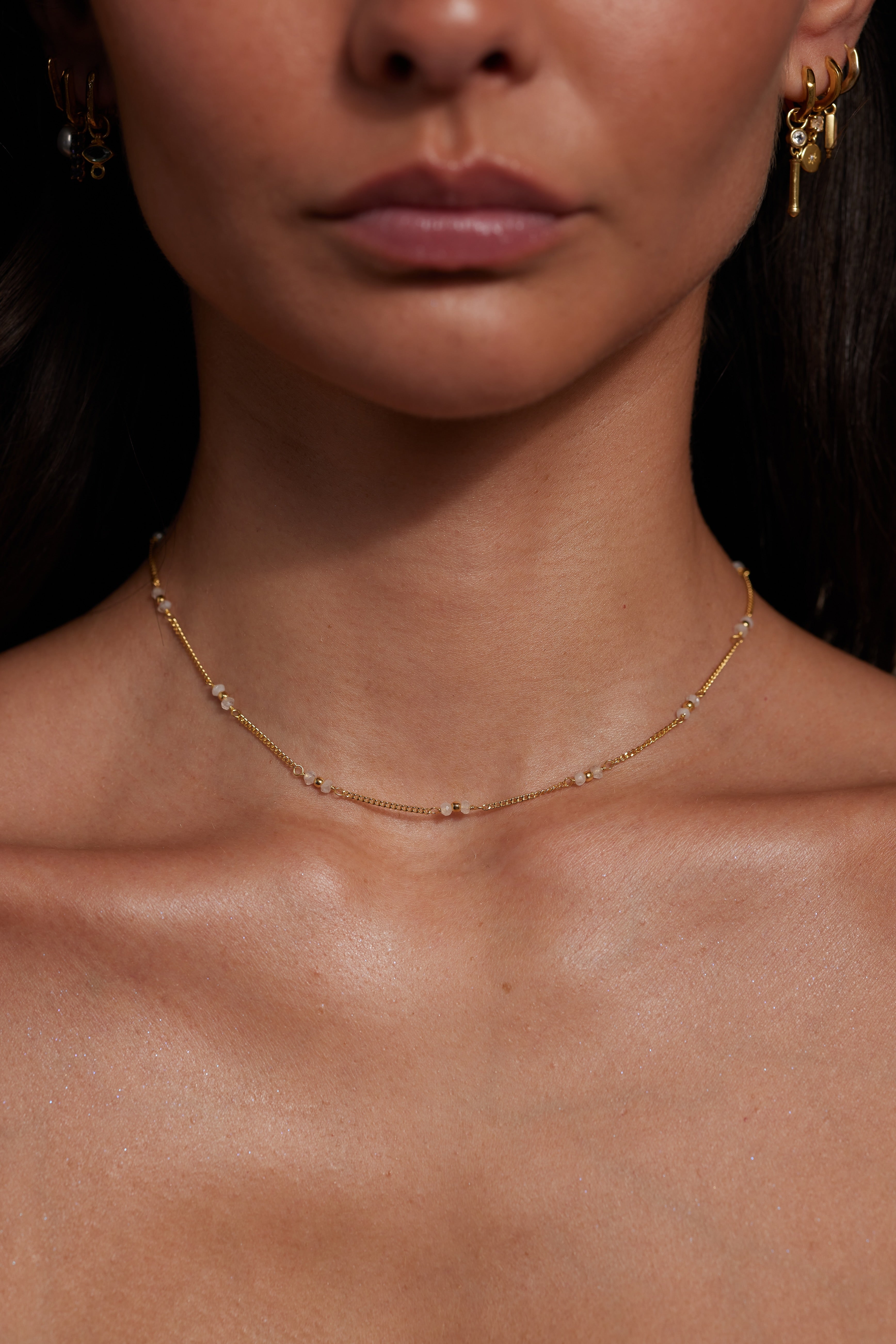 Moonstone Beaded Gold Necklace - Elegant Boho Jewelry for Women, Perfect for Weddings, Parties & Everyday Wear