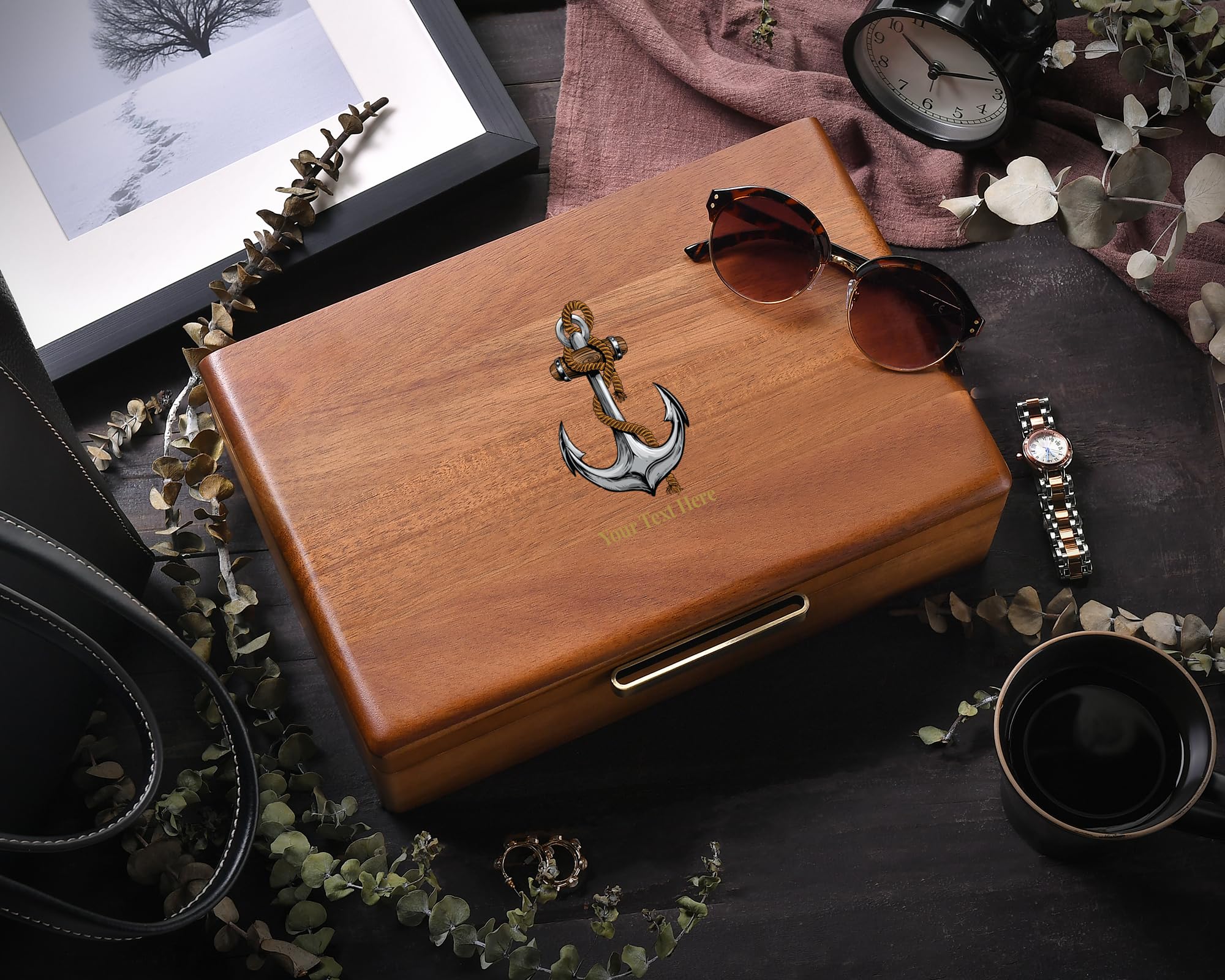 Premium Wooden Watch Box for Men - 5 Slot Luxury Watch Organizer with Personalized Engraving - Stylish Storage for Watches, Jewelry & Accessories - Perfect Gift for Watch Collectors & Professionals