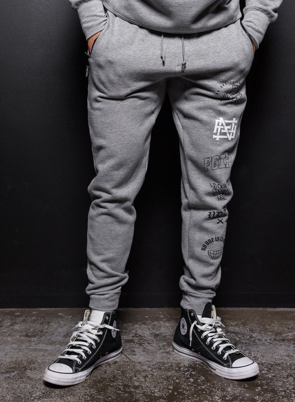 NO HANDOUTS STAMP Fitted Joggers - Comfortable Athletic Pants for Men & Women | Perfect for Gym, Running, Yoga and Casual Wear
