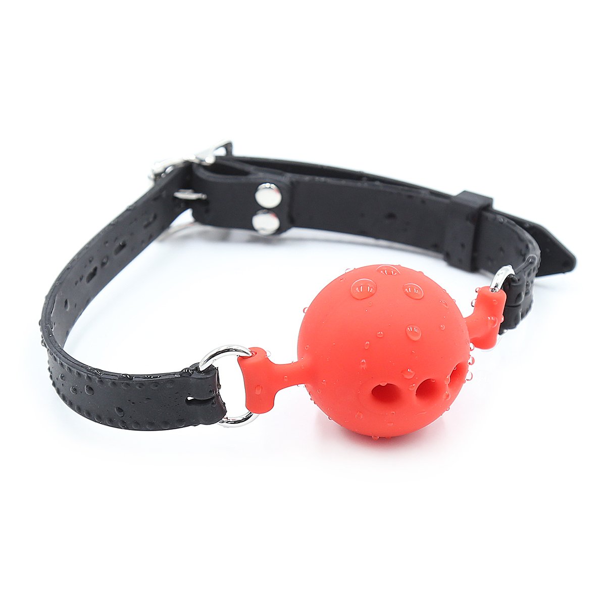 Premium Silicone Breathable Ball Gag for Adults - BDSM Bondage Restraints & Sensual Play (Red & Black, 1.9 Inch Ball) - Perfect for Roleplay, Spicing Up Relationships & Couples' Intimate Moments