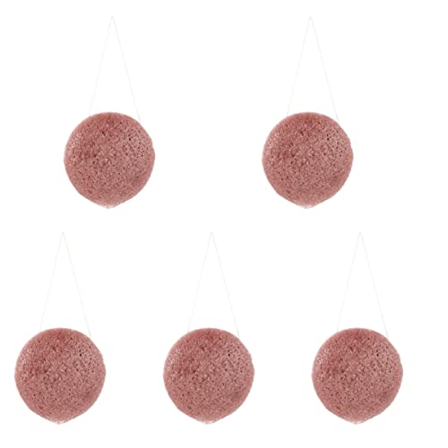 FRCOLOR 5 Pack Natural Konjac Sponges for Face Cleansing & Exfoliating - Gentle Facial Sponge for Sensitive Skin - Perfect for Daily Skincare, Makeup Removal & Deep Pore Cleaning