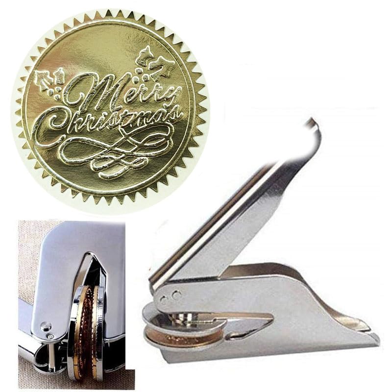 Christmas Monogram Embosser Stamp - Handheld Seal for Cards, Gifts & Envelopes
